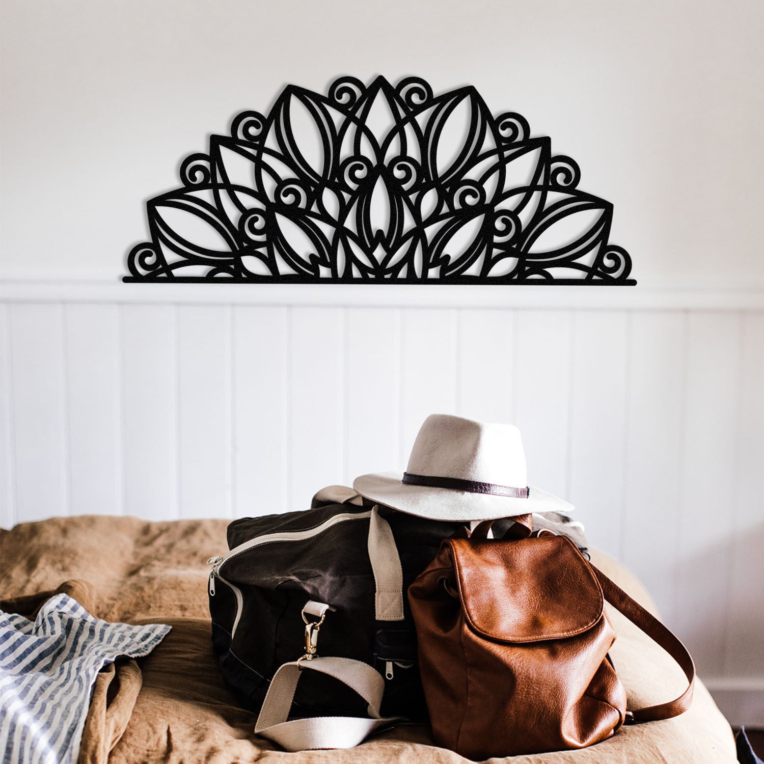 Venno Acessório Decorativo de Parede em Metal Preto 160x65 cm — Design Elegante, 100% Metal (1,2 mm)