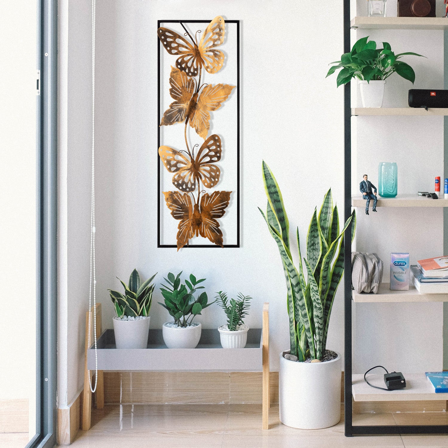 Acessório de parede decorativo de metal pintado à mão, 90 x 32 cm | 100% metal, 0,8 mm de espessura | Peça de arte única para decoração de casa, vibrante e elegante