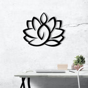 Acessório Decorativo de Parede em Metal Lotus - M114, Preto, 50 x 57 cm (100% metal, 1,2 mm)