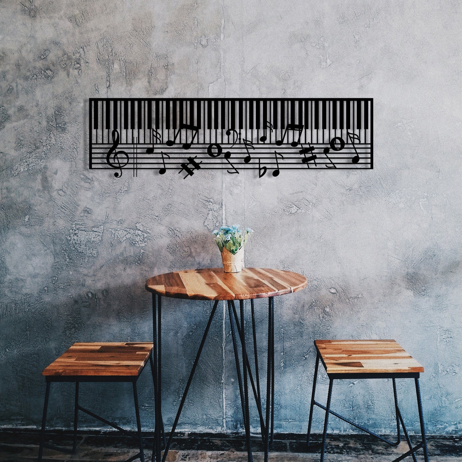 Piano M121 Acessório Decorativo de Parede em Metal Preto 70x30 cm – 100% Metal
