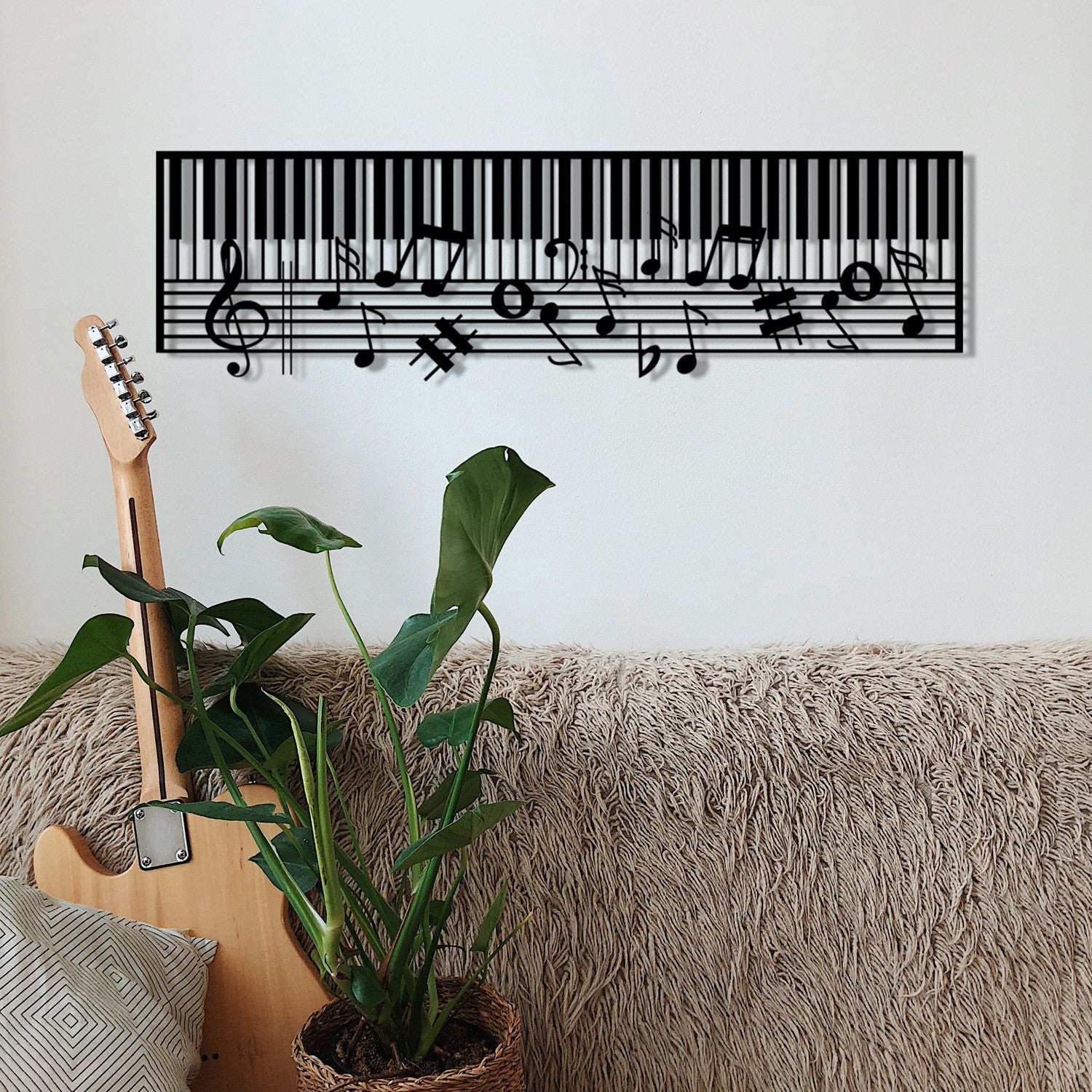 Piano M121 Acessório Decorativo de Parede em Metal Preto 70x30 cm – 100% Metal