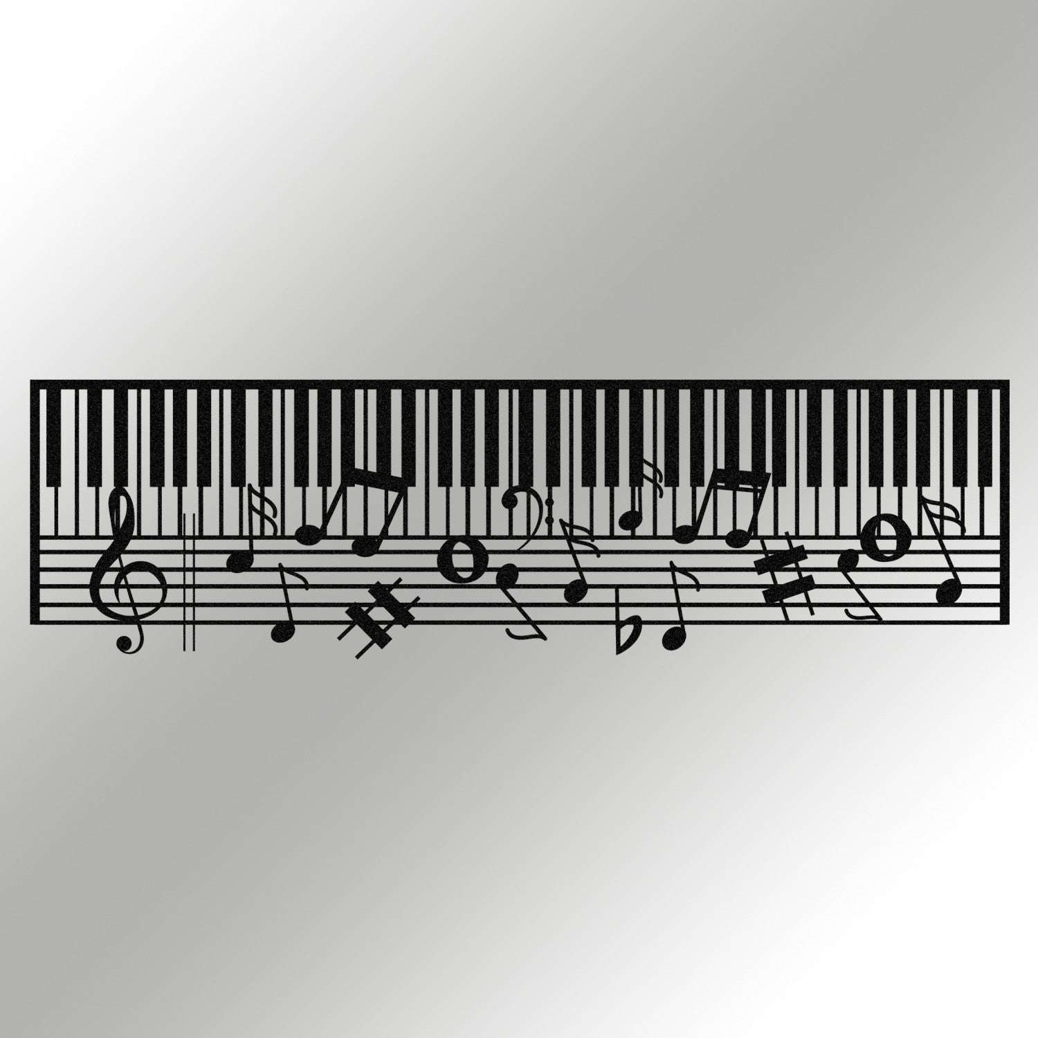 Piano M121 Acessório Decorativo de Parede em Metal Preto 70x30 cm – 100% Metal
