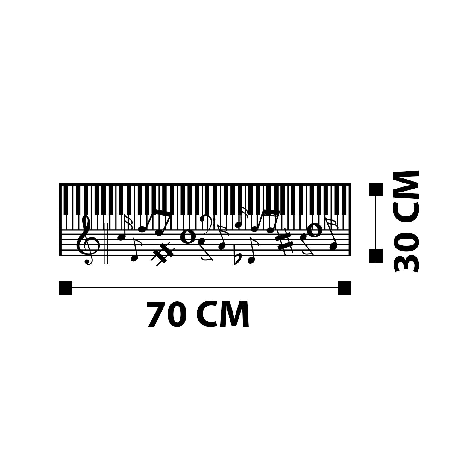 Piano M121 Acessório Decorativo de Parede em Metal Preto 70x30 cm – 100% Metal