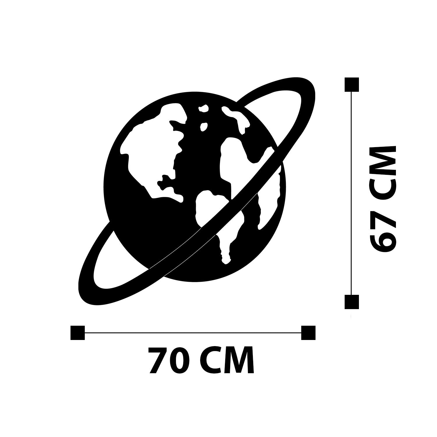 Planet - M122 Acessório Decorativo de Parede em Metal 100%, Preto, 70 x 67 cm, Espessura 1,2 mm