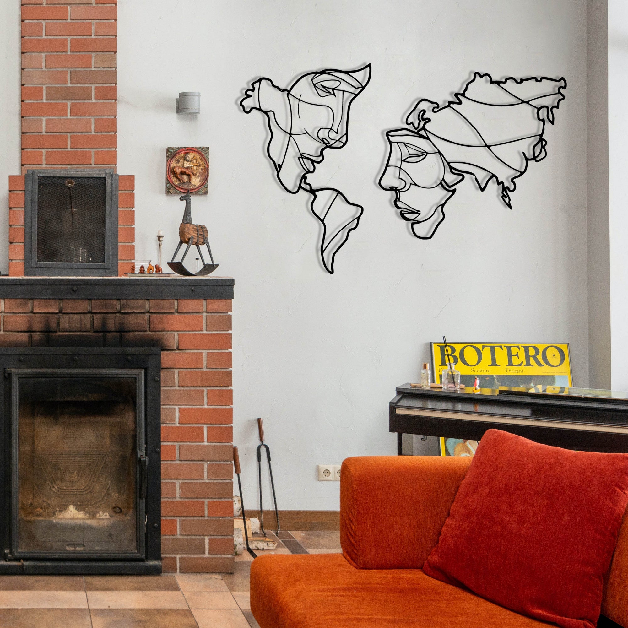 Acessório de parede decorativo de metal preto elegante, 100 x 64 cm | 100% metal, 1,2 mm de espessura | Perfeito para decoração moderna de casa e escritórios