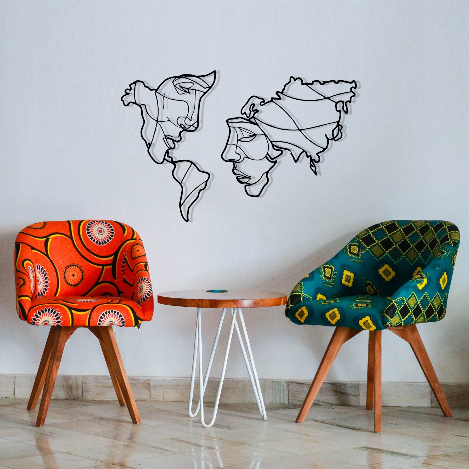 Acessório de parede decorativo de metal preto elegante, 100 x 64 cm | 100% metal, 1,2 mm de espessura | Perfeito para decoração moderna de casa e escritórios