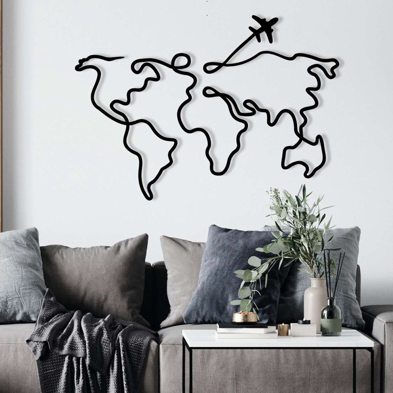 Acessório de parede decorativo de metal preto elegante, 60 x 42 cm | 100% metal, 1,2 mm de espessura | Perfeito para decoração moderna e arte de parede exclusiva