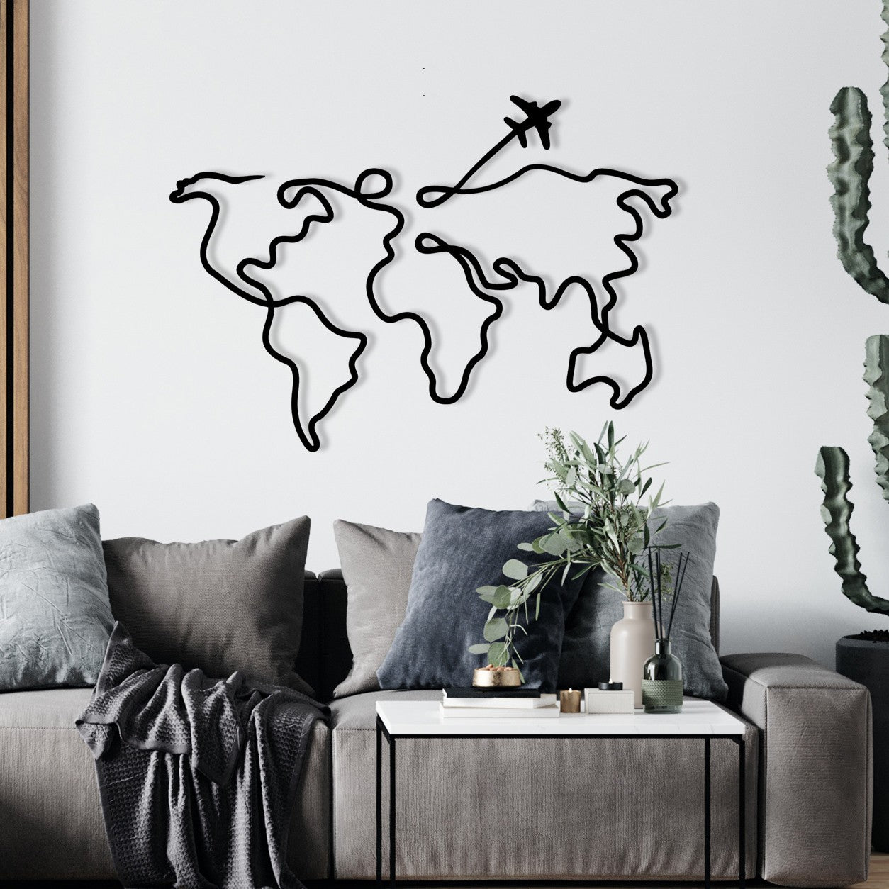 Acessório de parede decorativo de metal preto elegante, 60 x 42 cm | 100% metal, 1,2 mm de espessura | Perfeito para decoração moderna e arte de parede exclusiva