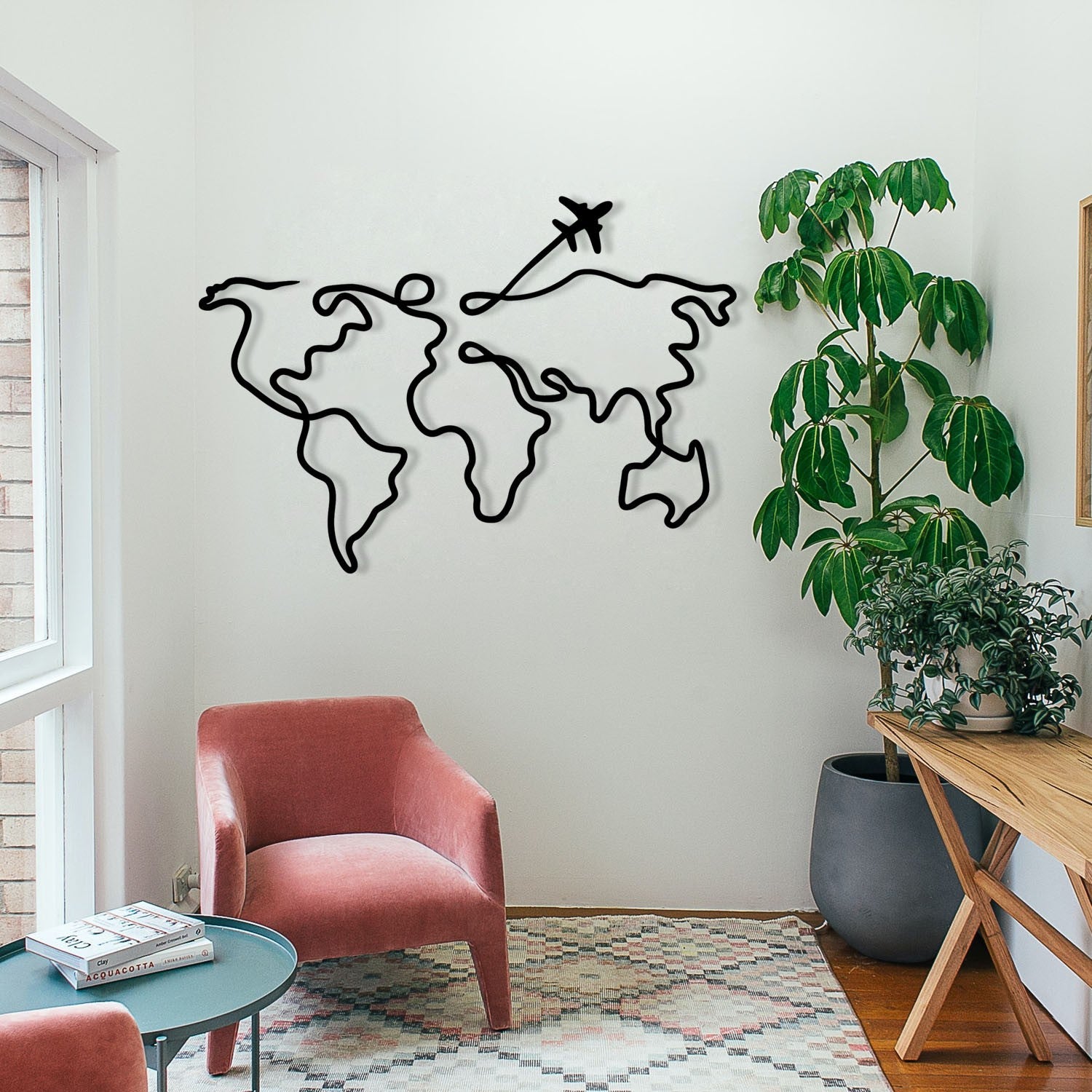 Acessório de parede decorativo de metal preto elegante, 60 x 42 cm | 100% metal, 1,2 mm de espessura | Perfeito para decoração moderna e arte de parede exclusiva