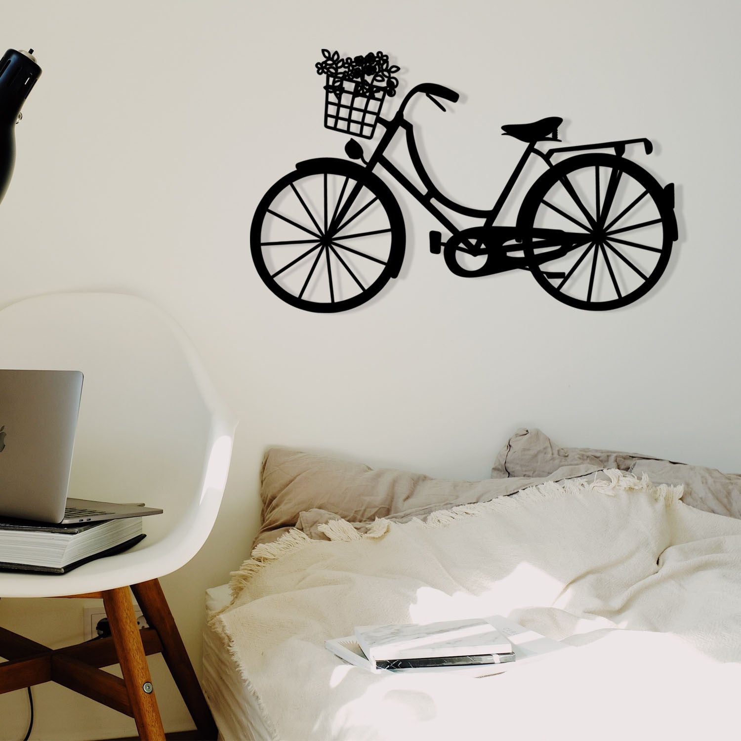 Decoração de Parede em Metal “Bicicleta” – Preto, 65x40 cm, 100% Metal