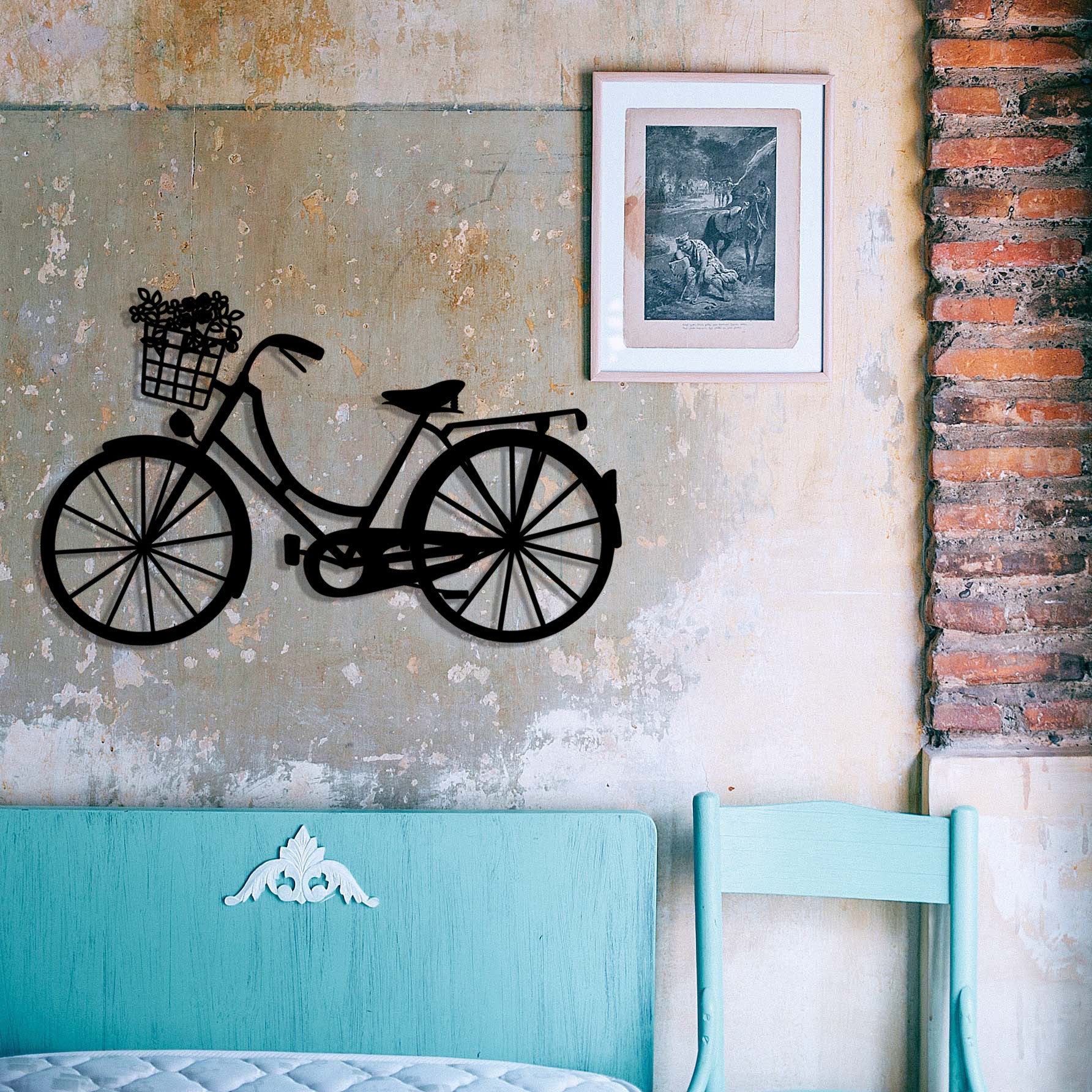 Decoração de Parede em Metal “Bicicleta” – Preto, 65x40 cm, 100% Metal