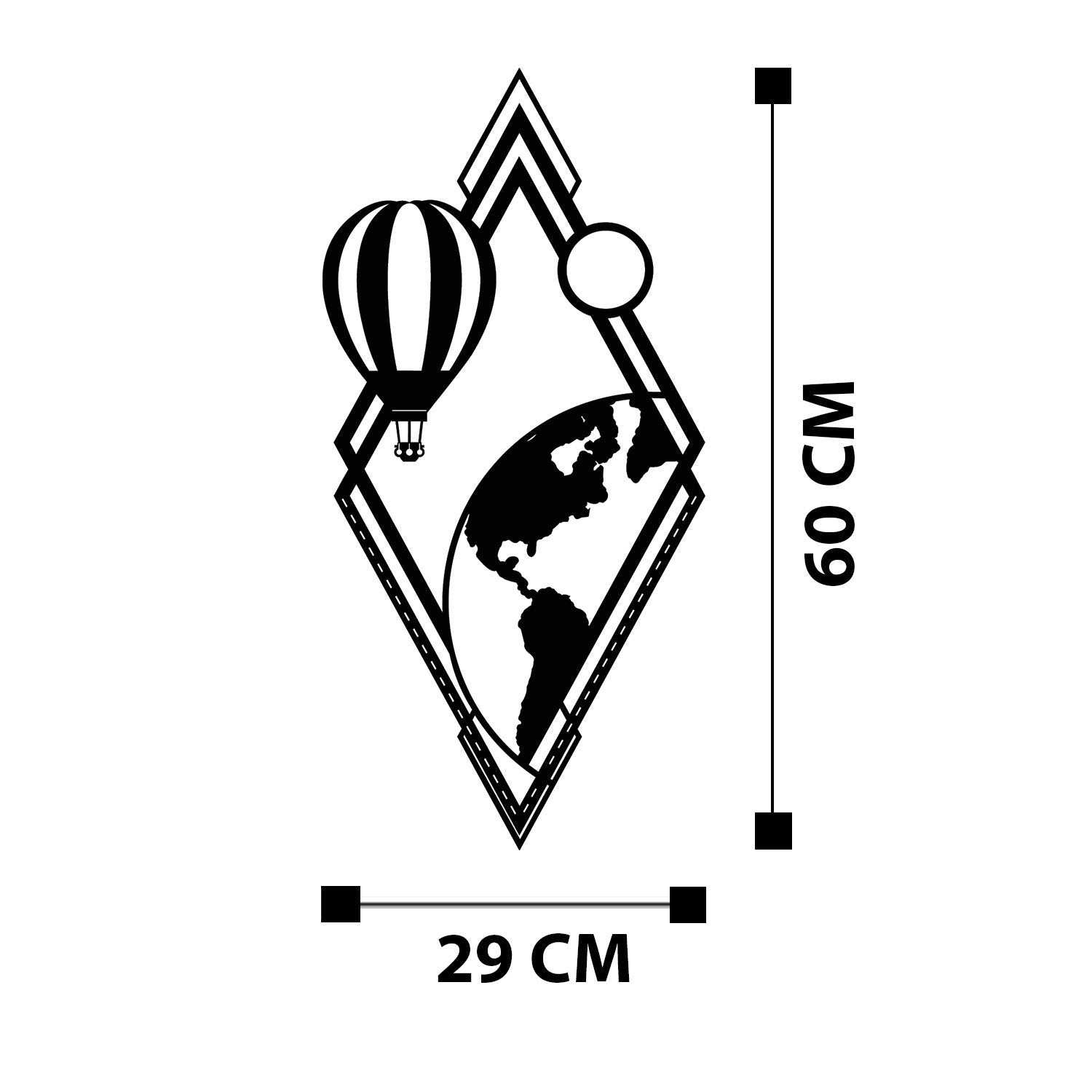 Balon Acessório Decorativo de Parede em Metal, Preto, 29 x 60 cm (279ENZ1239)