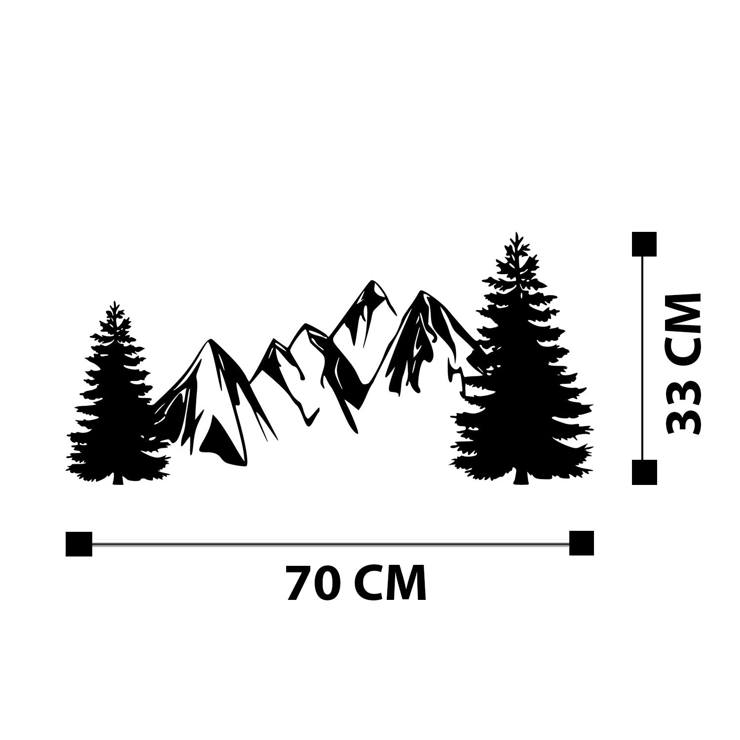 Acessório de Parede Metálico Decorativo “Pine” Preto – 100% Metal (1,2 mm), 70 x 33 cm