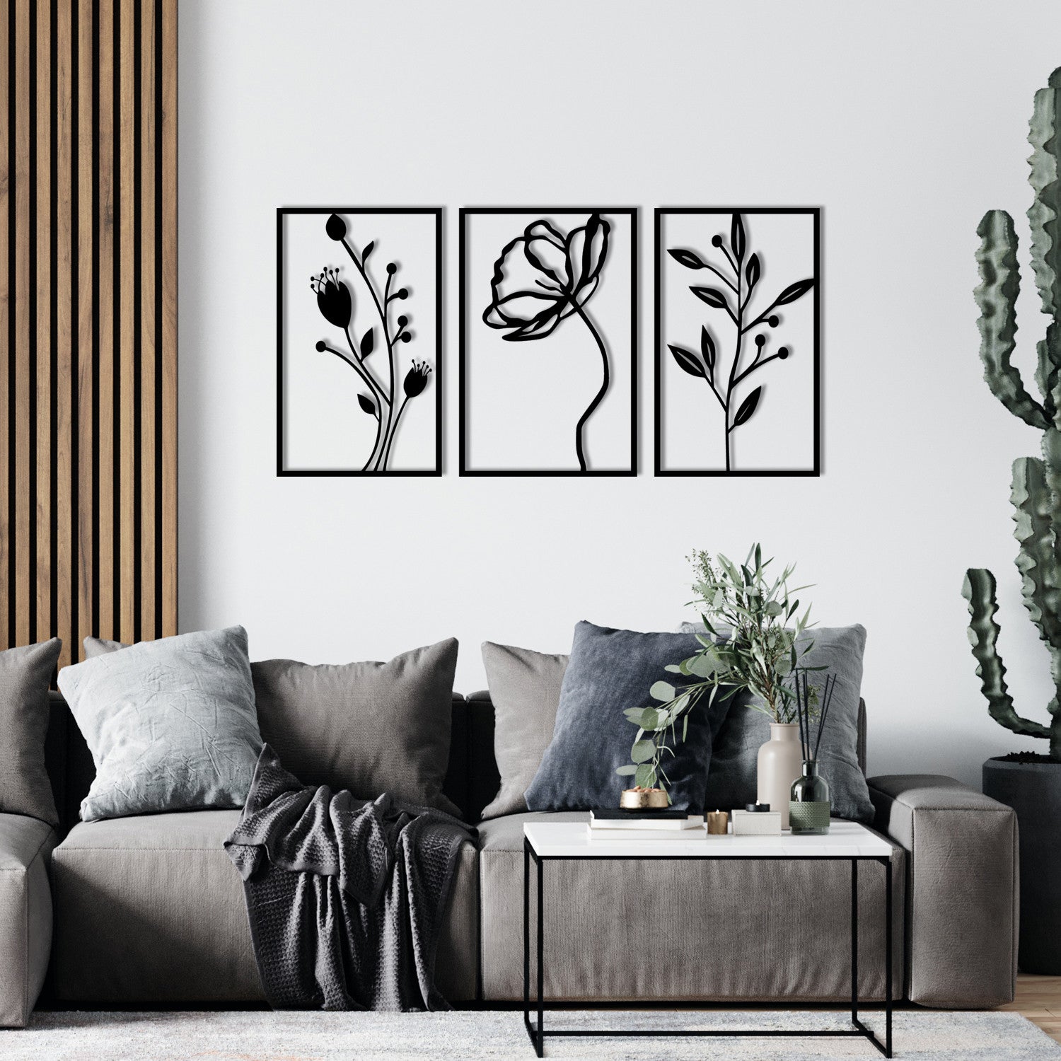 Acessório de parede decorativo de metal preto elegante, 70 x 39 cm | 100% metal, 1,2 mm de espessura | Perfeito para decoração moderna e arte de parede exclusiva