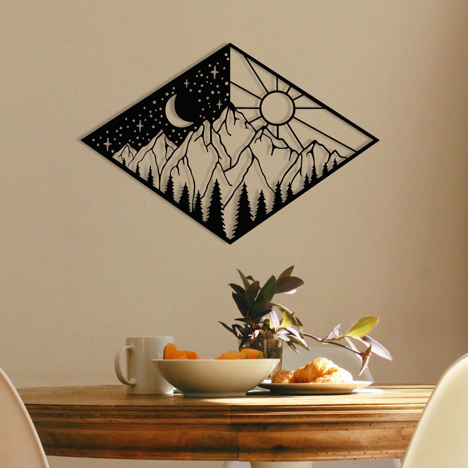 Suveyda — Acessório Decorativo de Parede em Metal, Preto, 56 x 38 cm (100% Metal, 1,2 mm)