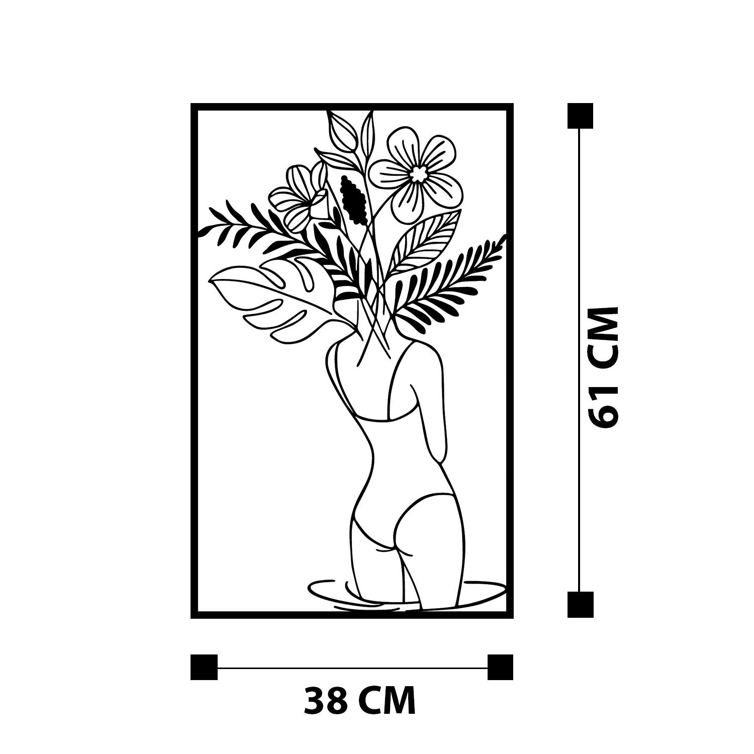 Gupse Acessório Decorativo de Parede em Metal 100% - Preto, 38 x 61 cm