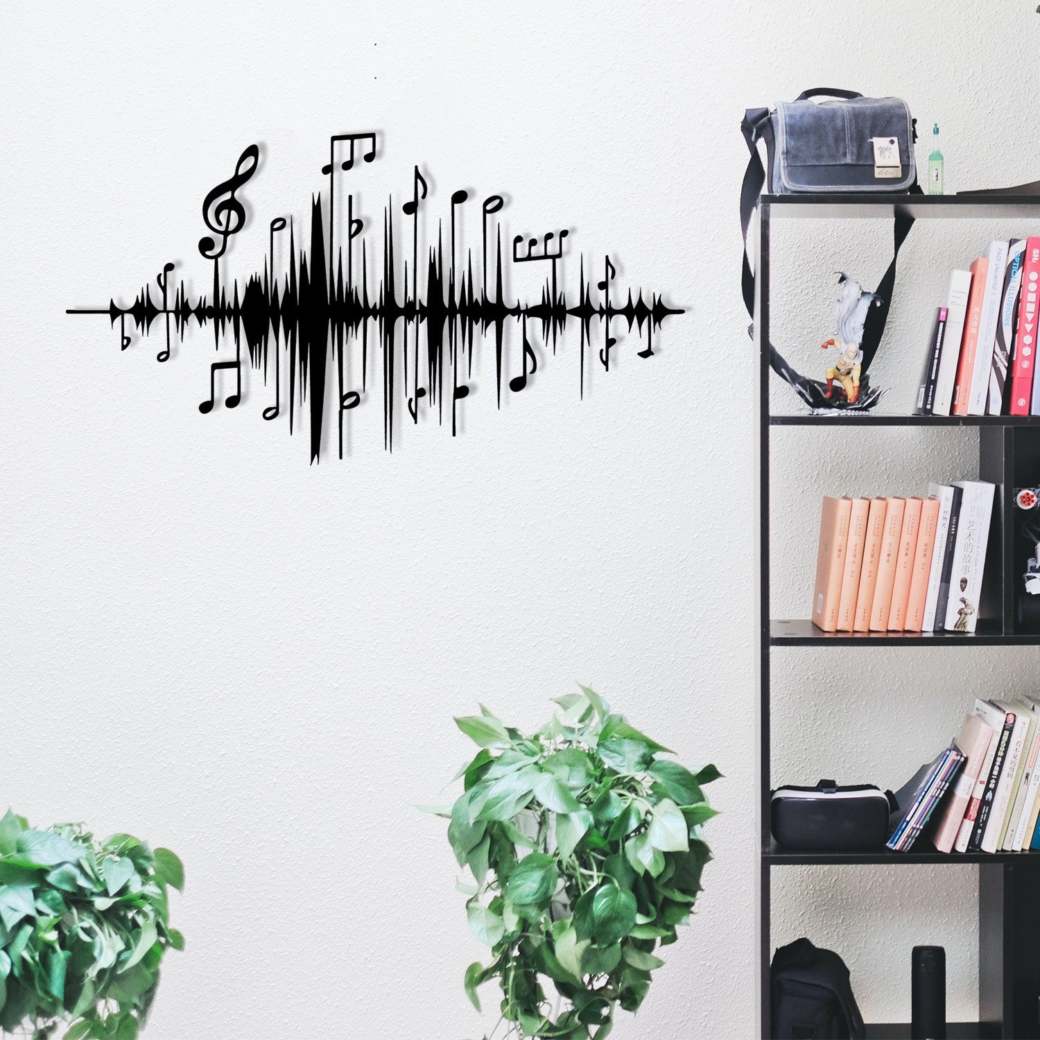 Acessório de parede decorativo de metal preto elegante, 69 x 37 cm | 100% metal, 1,2 mm de espessura | Perfeito para decoração moderna e arte de parede exclusiva