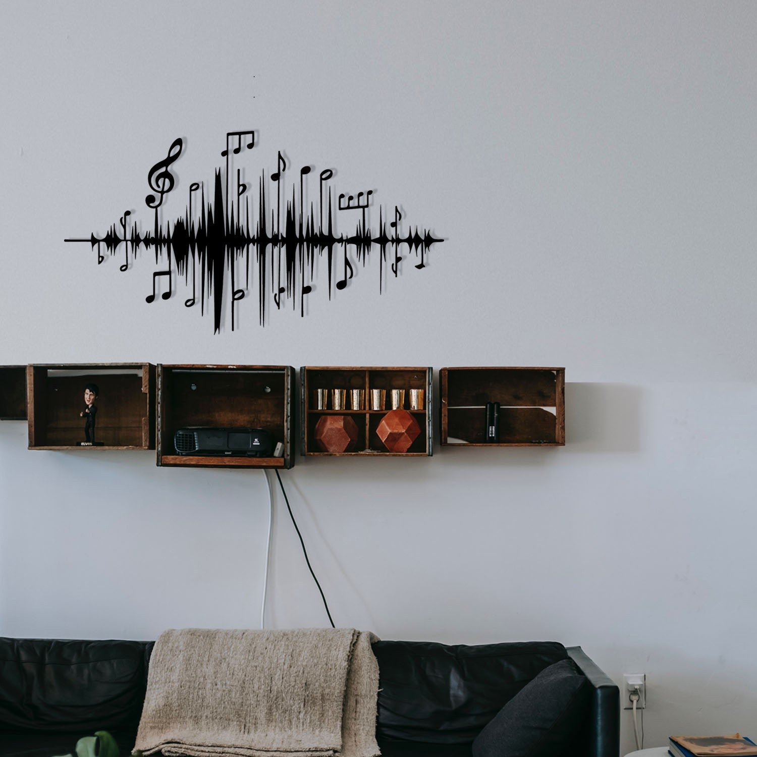 Acessório de parede decorativo de metal preto elegante, 69 x 37 cm | 100% metal, 1,2 mm de espessura | Perfeito para decoração moderna e arte de parede exclusiva