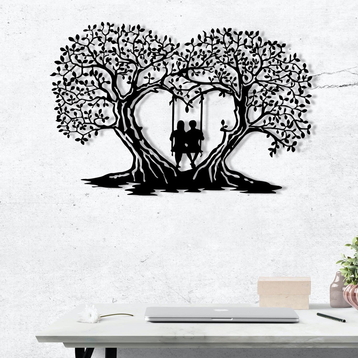 Acessório de parede decorativo de metal preto elegante, 65 x 43 cm | 100% metal, 1,2 mm de espessura | Perfeito para decoração moderna e arte de parede exclusiva