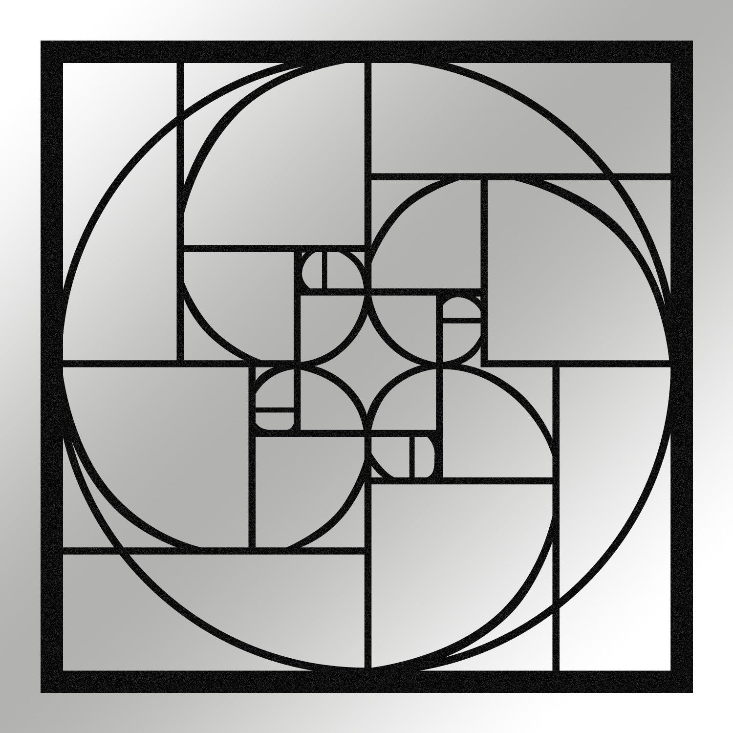 Proporção Áurea – Acessório Decorativo de Parede em 100% Metal Preto, 52x52 cm
