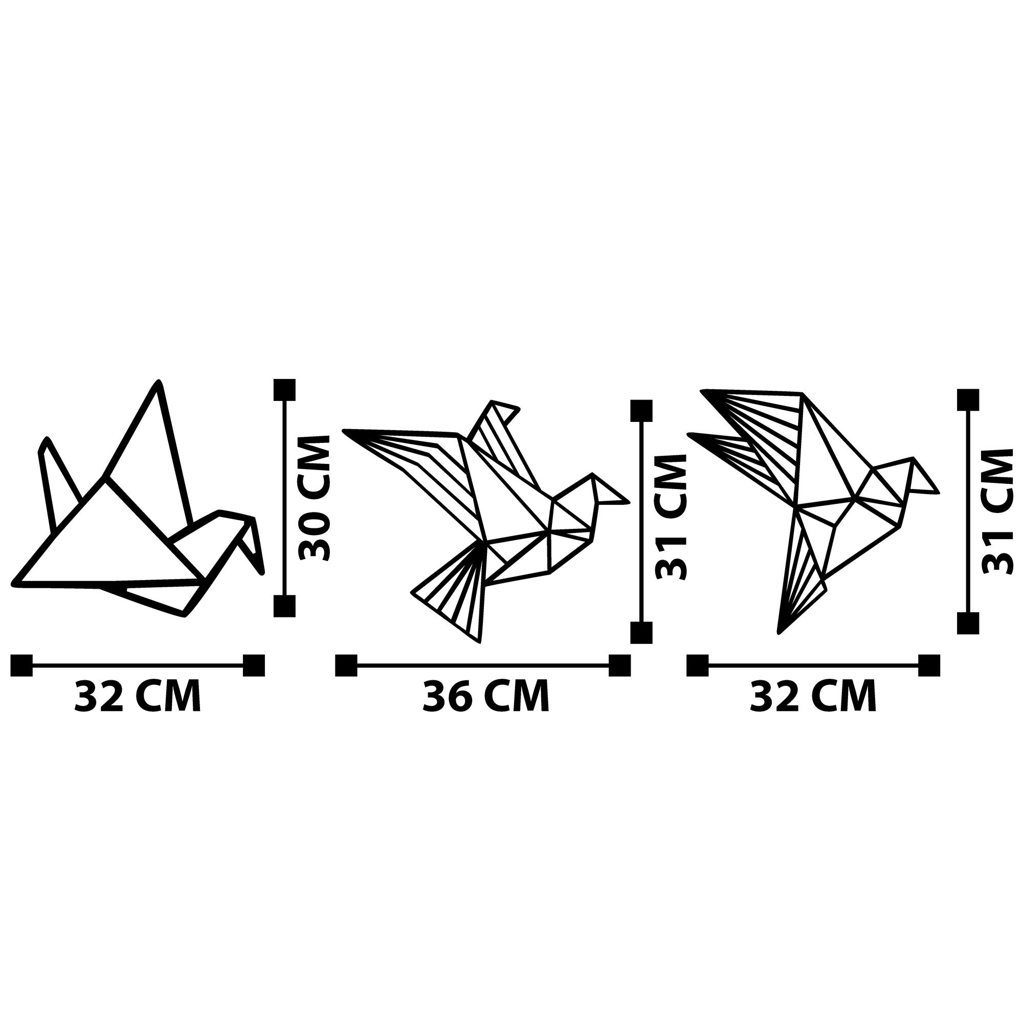 Origami — Acessório Decorativo de Parede em 100% Metal Preto, 100 x 31 cm