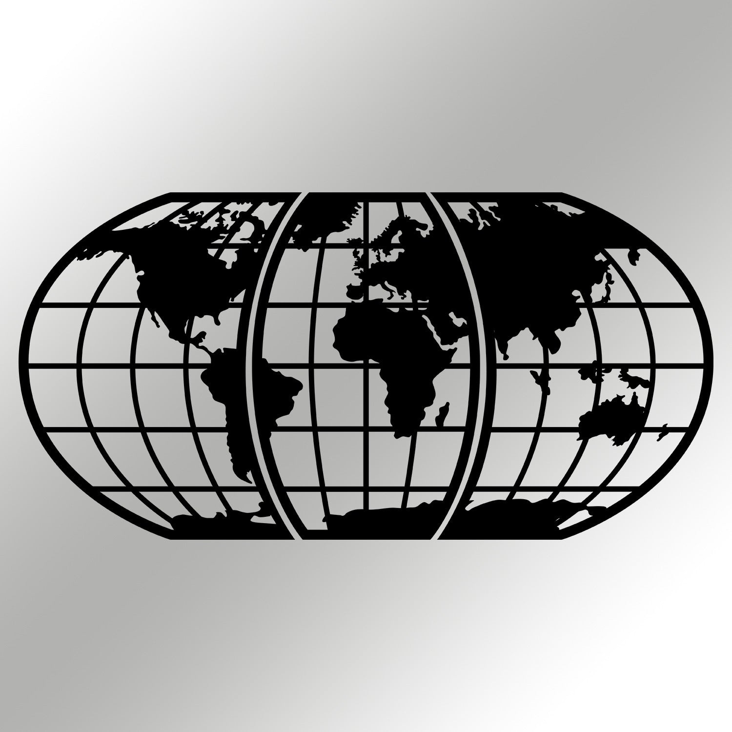 Mapa-Mundo 11 em Metal Preto - Acessório Decorativo de Parede 116 x 58 cm