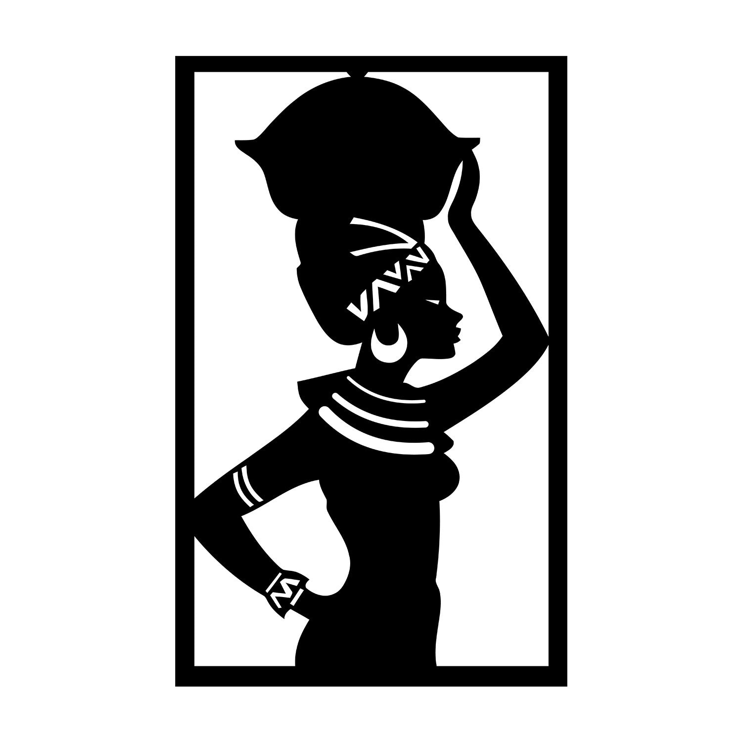 Adorno de Parede Africano em Metal – Preto, 35 x 56 cm, 100% metal (1,2 mm)