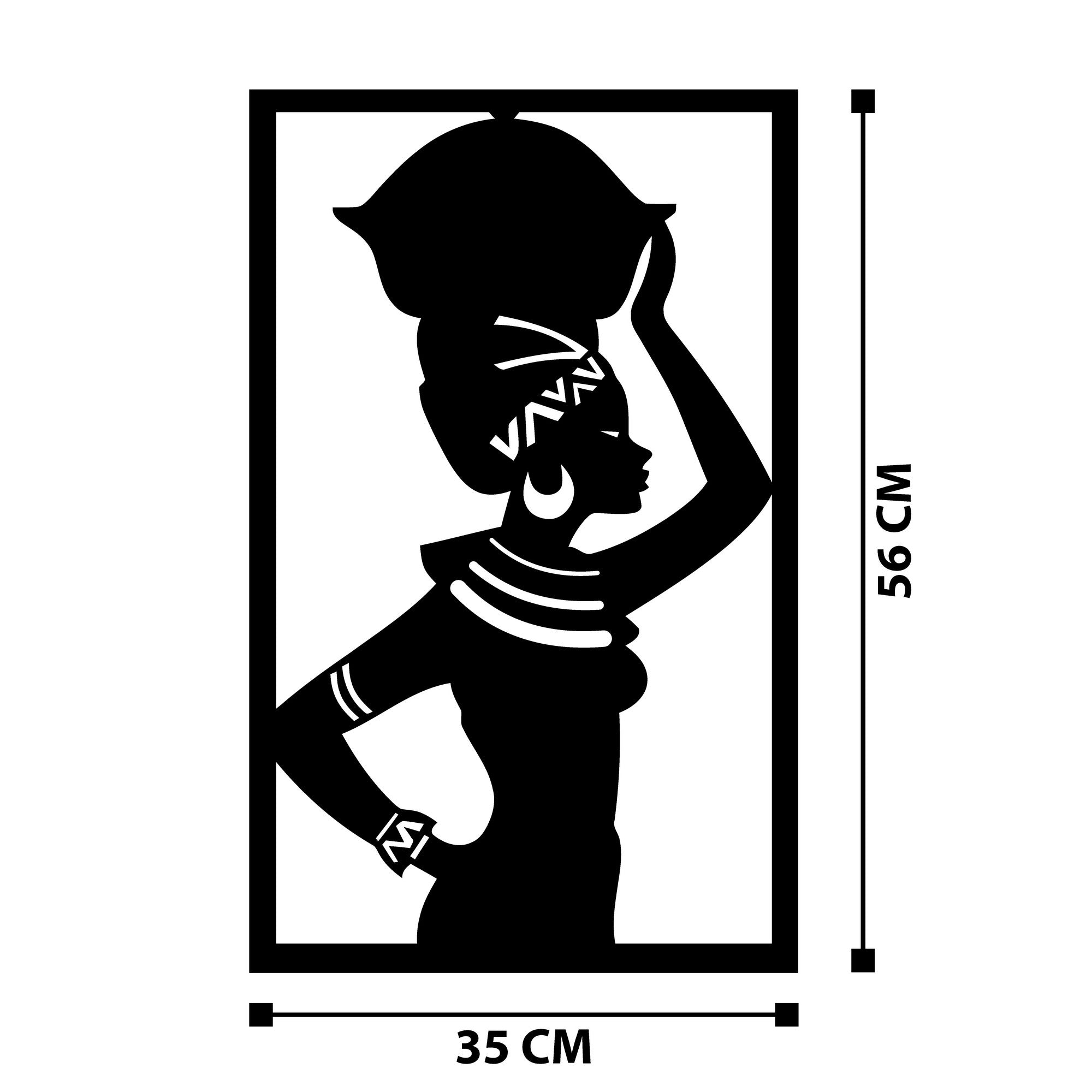 Adorno de Parede Africano em Metal – Preto, 35 x 56 cm, 100% metal (1,2 mm)