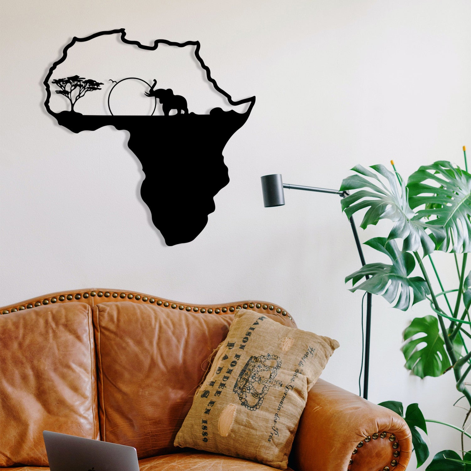 Acessório de parede decorativo de metal preto elegante, 55 x 57 cm | 100% metal, 1,2 mm de espessura | Perfeito para decoração moderna e arte de parede exclusiva
