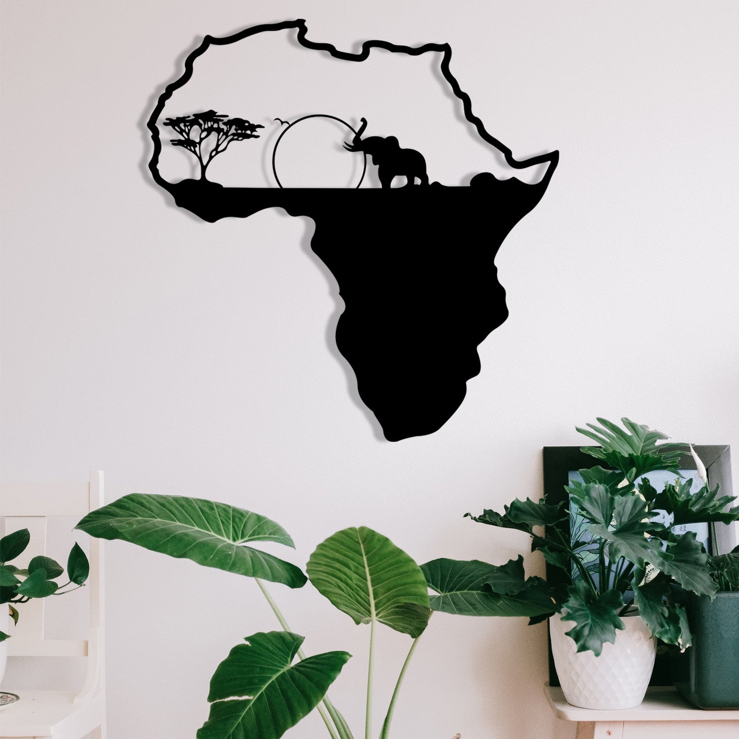 Acessório de parede decorativo de metal preto elegante, 55 x 57 cm | 100% metal, 1,2 mm de espessura | Perfeito para decoração moderna e arte de parede exclusiva
