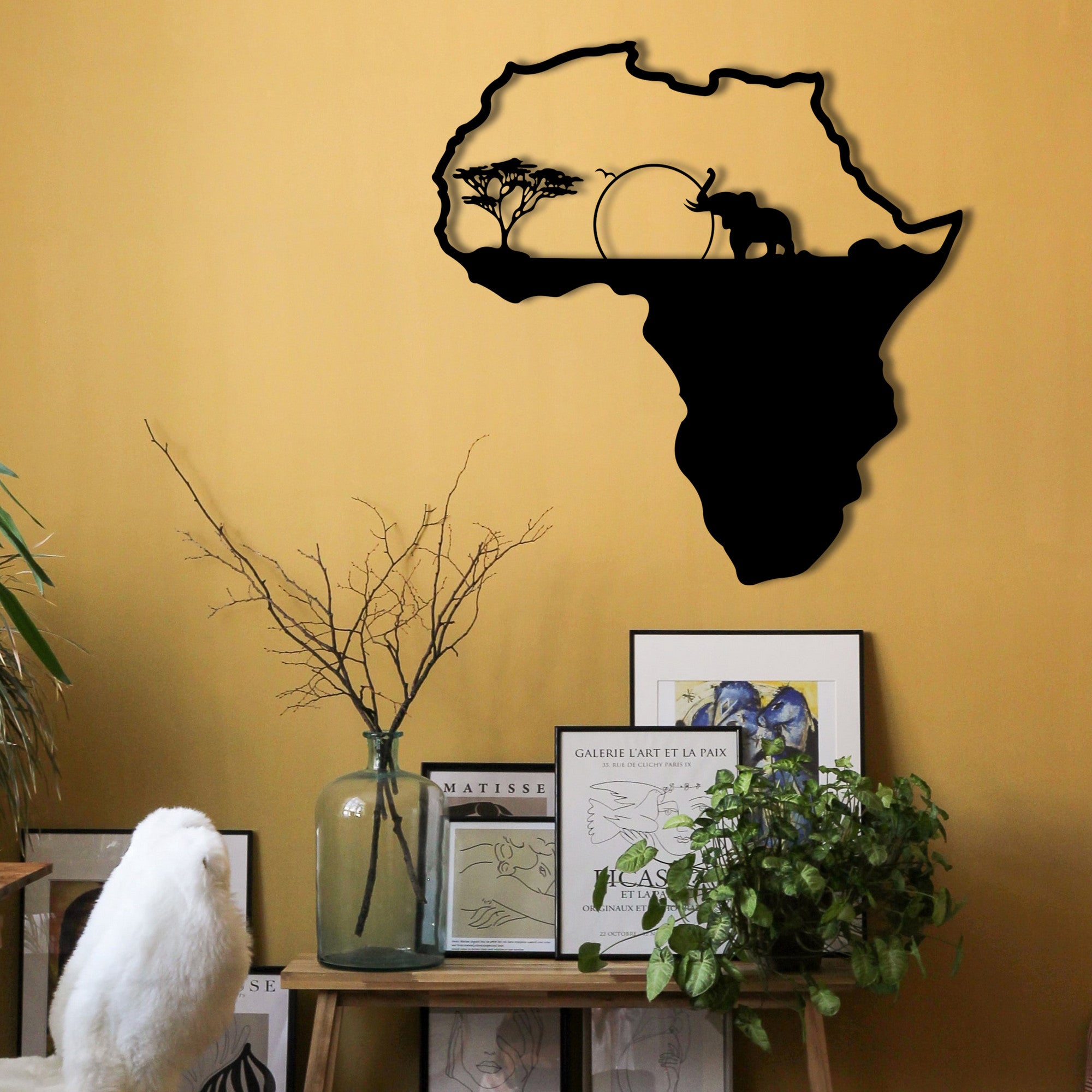 Acessório de parede decorativo de metal preto elegante, 55 x 57 cm | 100% metal, 1,2 mm de espessura | Perfeito para decoração moderna e arte de parede exclusiva