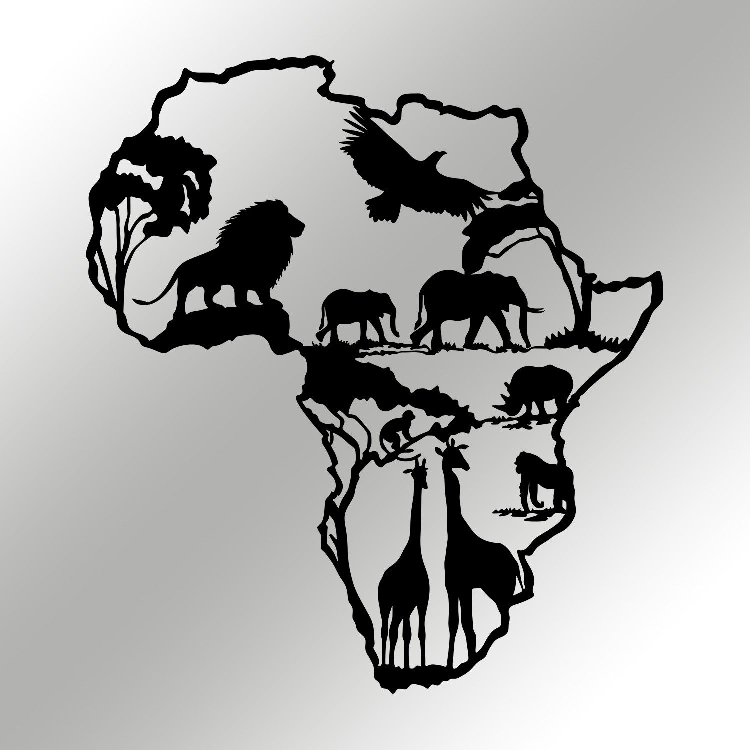 Acessório Decorativo de Parede Africano 2 em Metal 100% — Preto — 52x57 cm