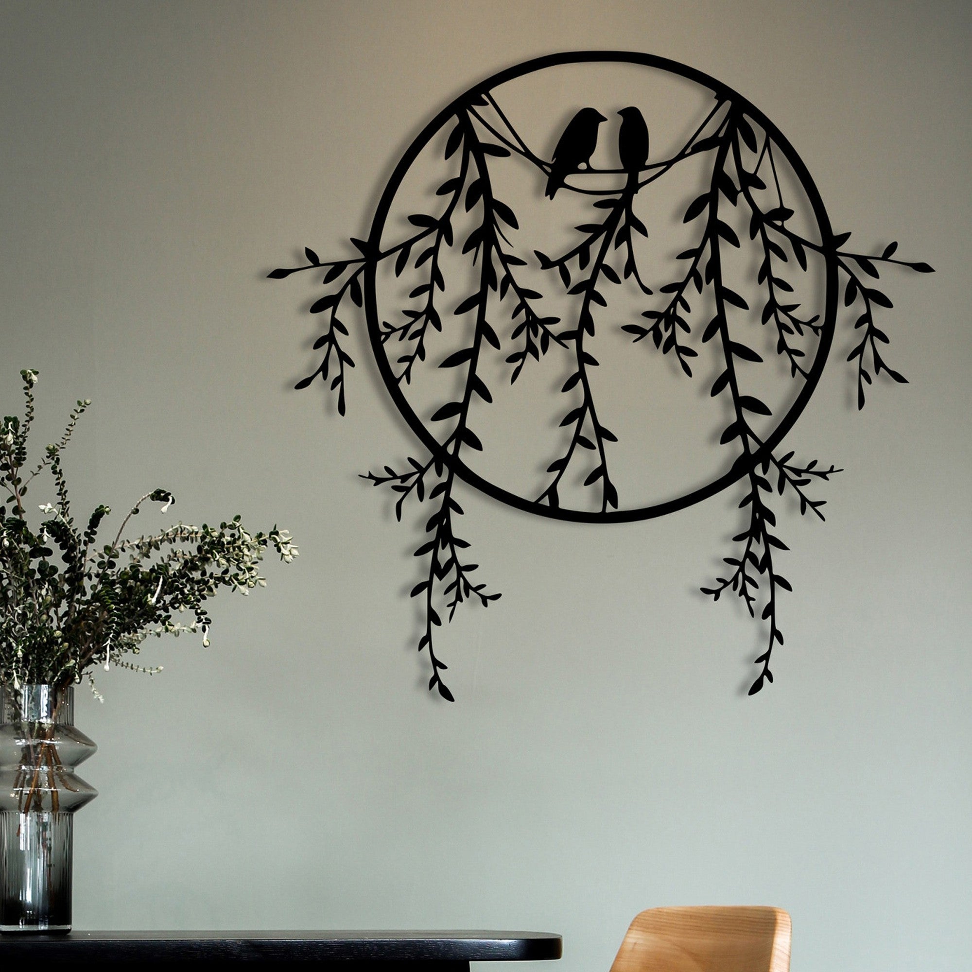 Acessório de parede decorativo de metal preto elegante, 45 x 44 cm | 100% metal, 1,2 mm de espessura | Perfeito para decoração moderna e arte de parede exclusiva