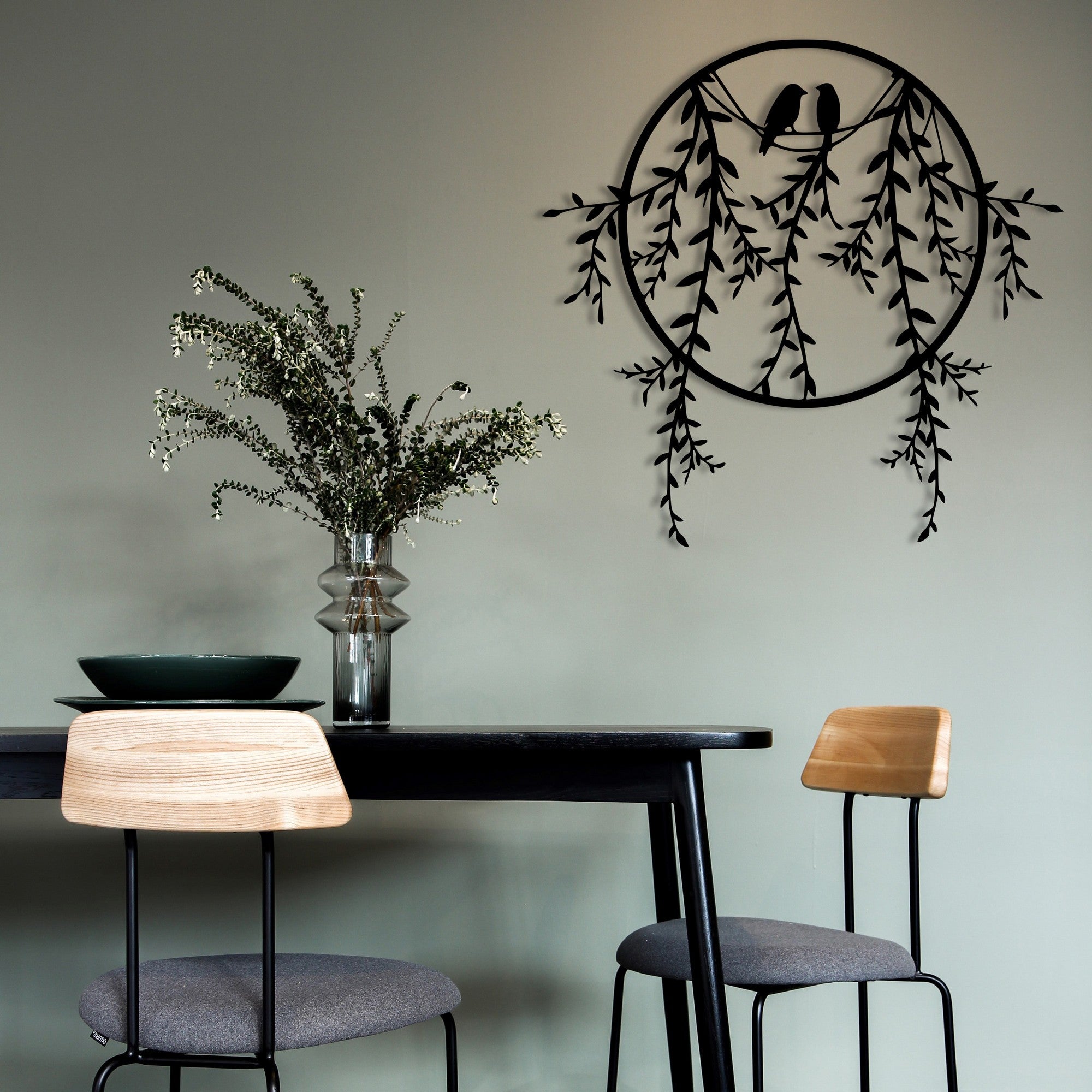 Acessório de parede decorativo de metal preto elegante, 45 x 44 cm | 100% metal, 1,2 mm de espessura | Perfeito para decoração moderna e arte de parede exclusiva