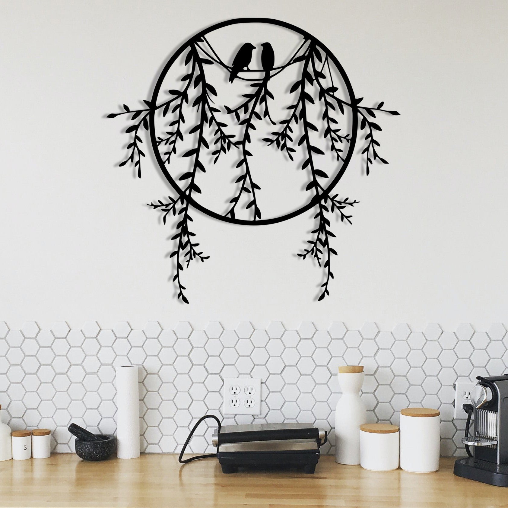 Acessório de parede decorativo de metal preto elegante, 45 x 44 cm | 100% metal, 1,2 mm de espessura | Perfeito para decoração moderna e arte de parede exclusiva