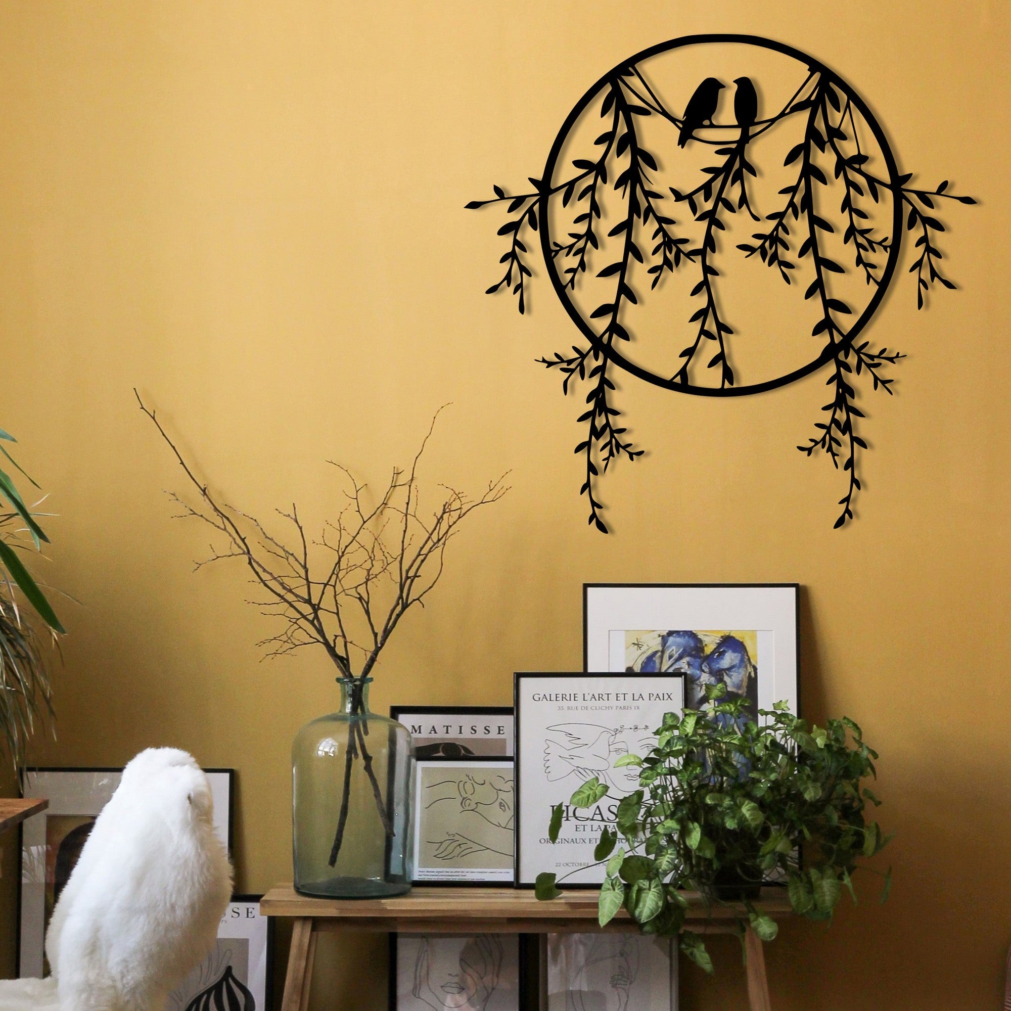 Acessório de parede decorativo de metal preto elegante, 45 x 44 cm | 100% metal, 1,2 mm de espessura | Perfeito para decoração moderna e arte de parede exclusiva