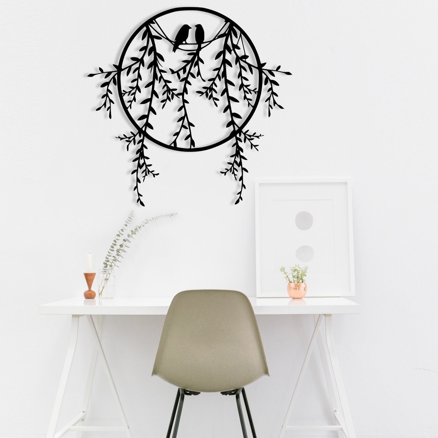 Acessório de parede decorativo de metal preto elegante, 45 x 44 cm | 100% metal, 1,2 mm de espessura | Perfeito para decoração moderna e arte de parede exclusiva