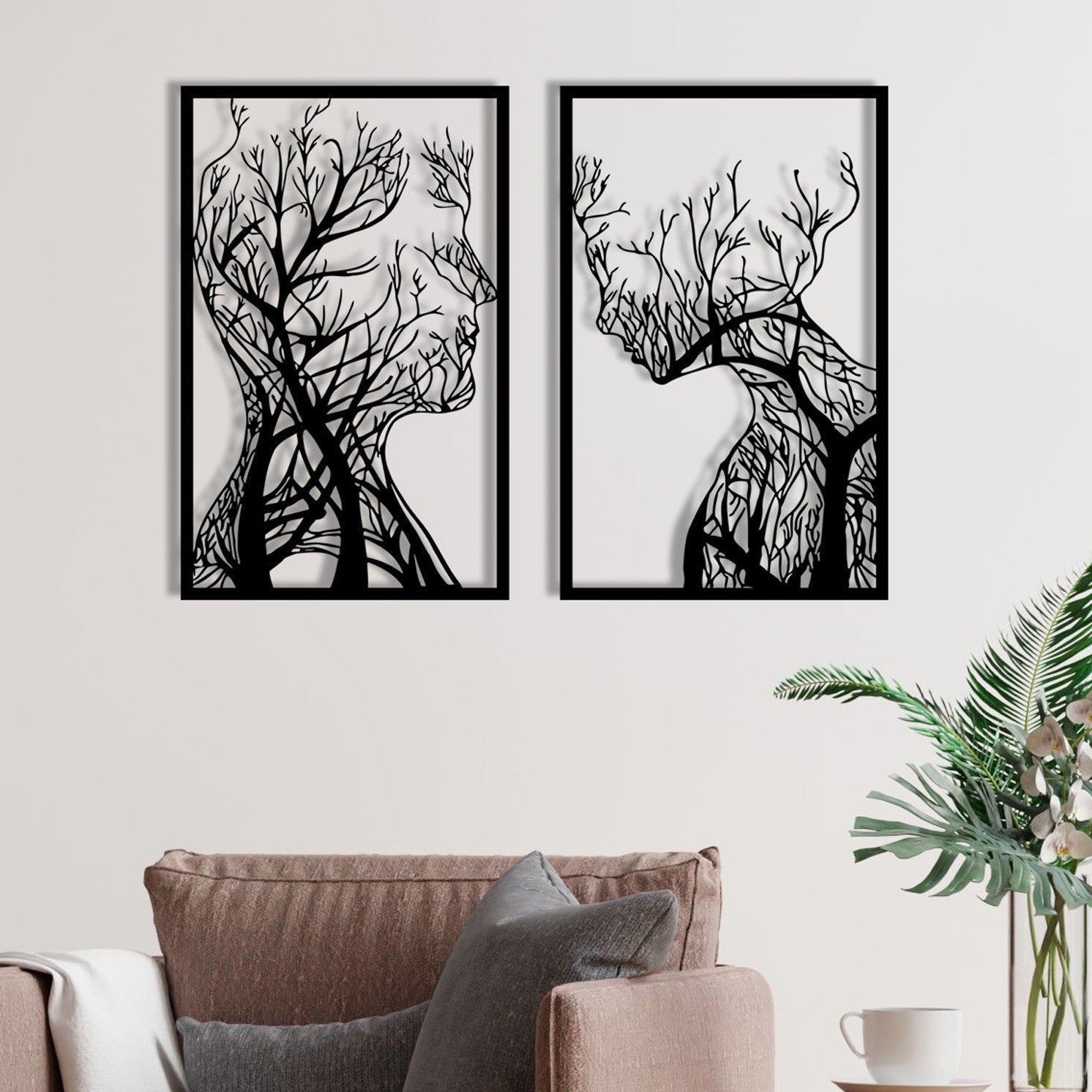 Acessório de parede decorativo de metal preto elegante, 86 x 63 cm | 100% metal, 1,2 mm de espessura | Perfeito para decoração moderna e arte de parede exclusiva