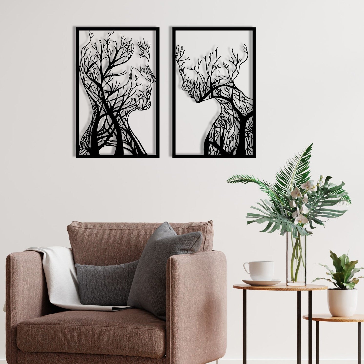 Acessório de parede decorativo de metal preto elegante, 86 x 63 cm | 100% metal, 1,2 mm de espessura | Perfeito para decoração moderna e arte de parede exclusiva