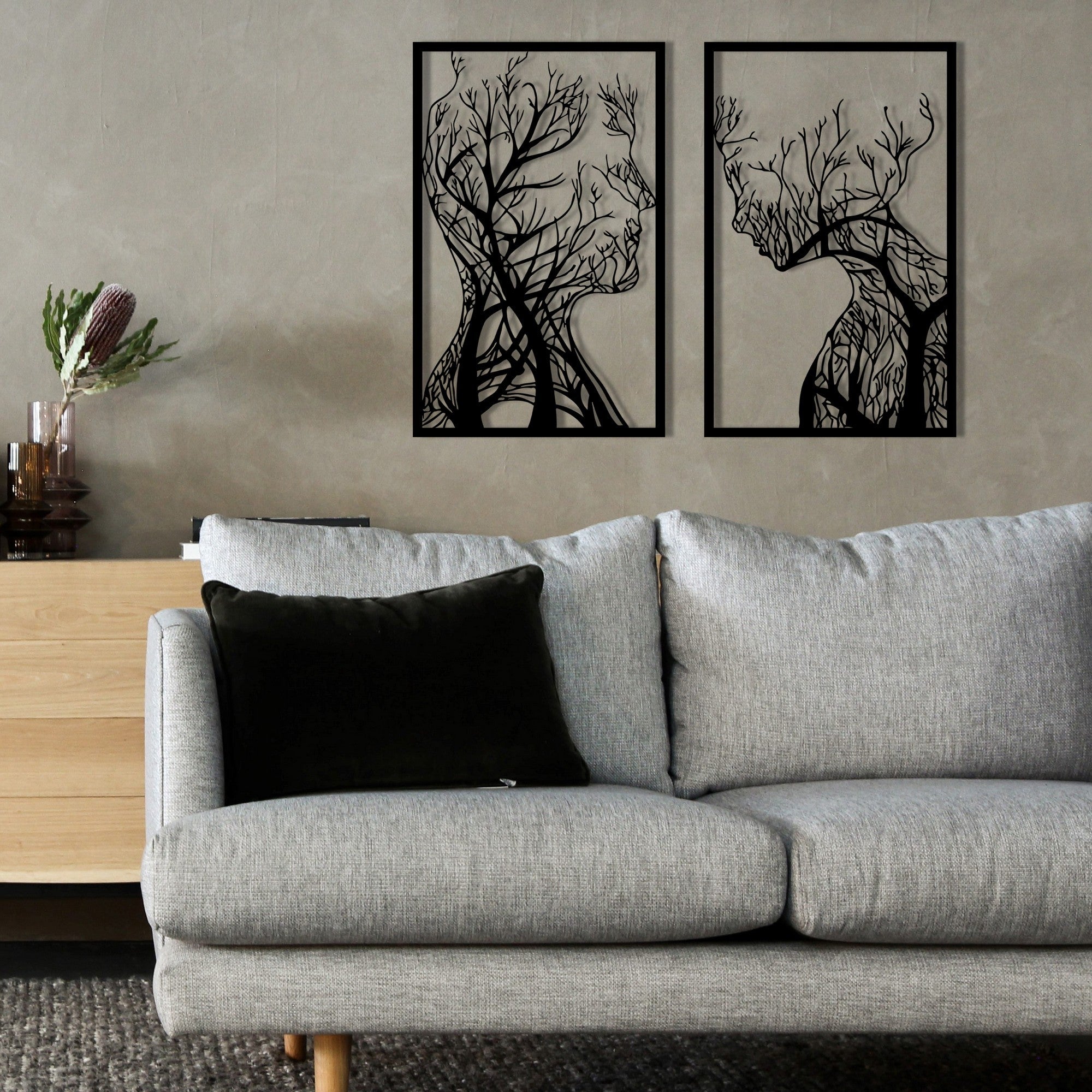 Acessório de parede decorativo de metal preto elegante, 86 x 63 cm | 100% metal, 1,2 mm de espessura | Perfeito para decoração moderna e arte de parede exclusiva