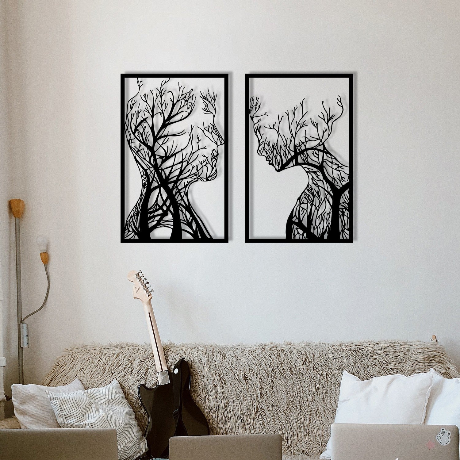 Acessório de parede decorativo de metal preto elegante, 86 x 63 cm | 100% metal, 1,2 mm de espessura | Perfeito para decoração moderna e arte de parede exclusiva