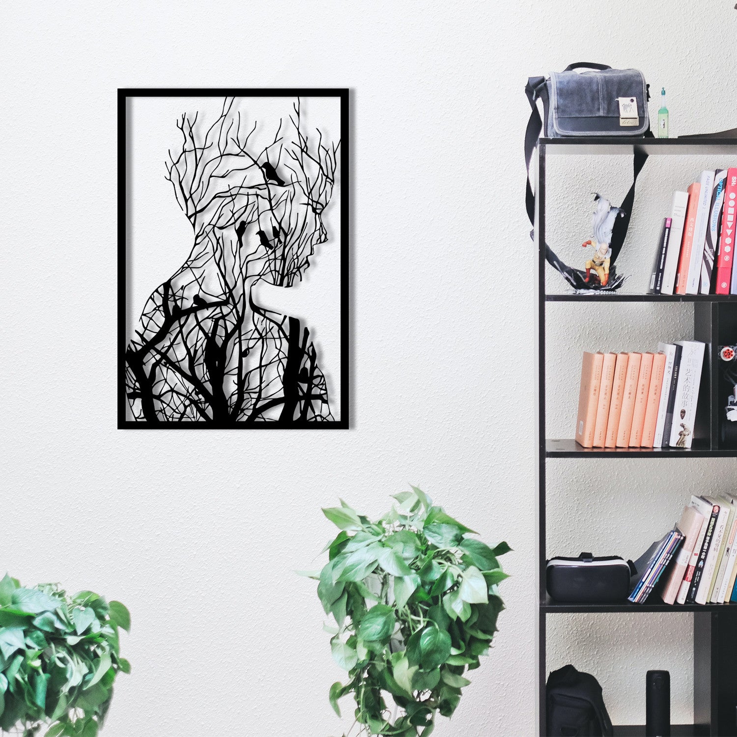 Acessório de parede decorativo de metal preto elegante, 42 x 62 cm | 100% metal, 1,2 mm de espessura | Perfeito para decoração moderna e arte de parede exclusiva