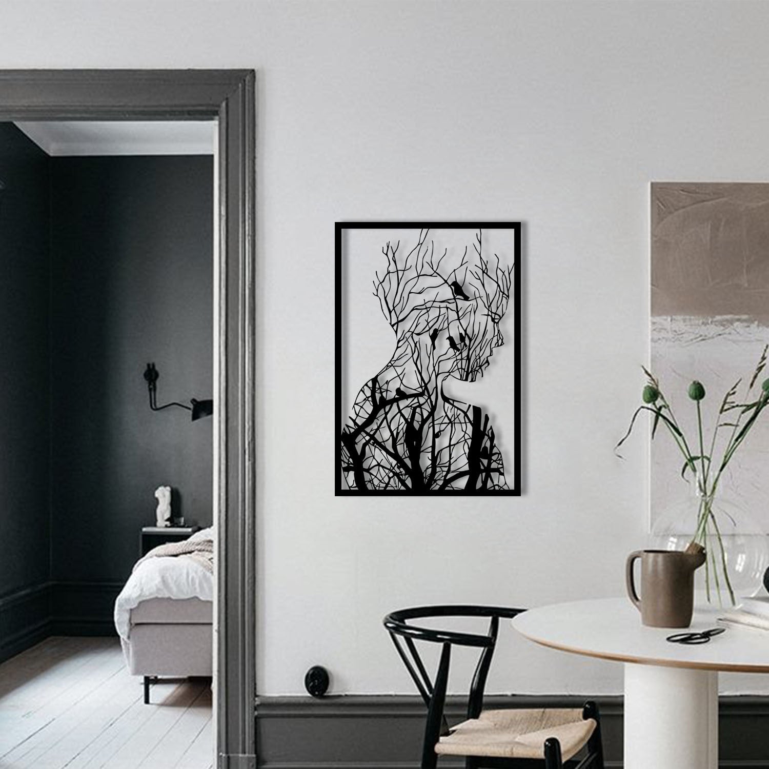 Acessório de parede decorativo de metal preto elegante, 42 x 62 cm | 100% metal, 1,2 mm de espessura | Perfeito para decoração moderna e arte de parede exclusiva