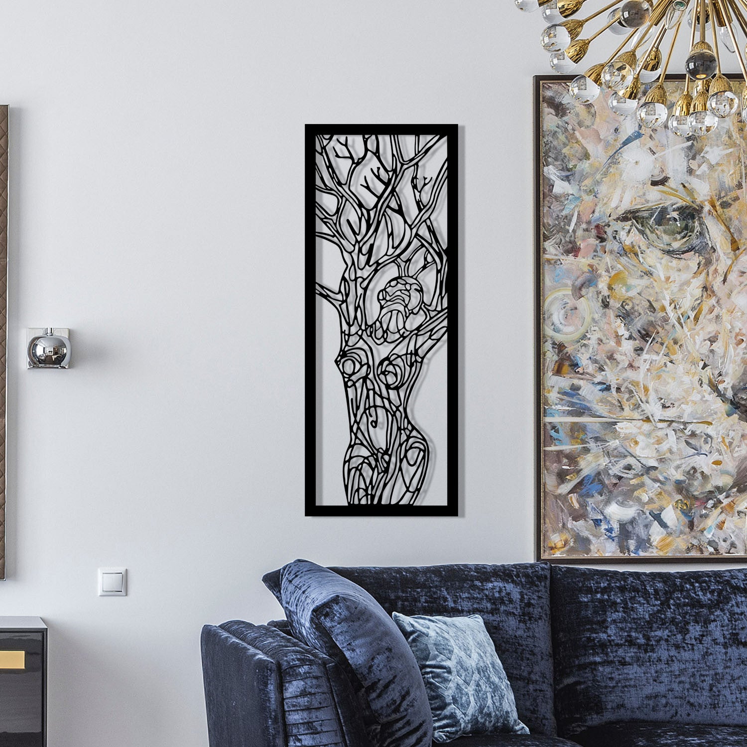 Vuslat Acessório Decorativo de Parede em Metal Preto, 20 x 51 cm, 1,2 mm