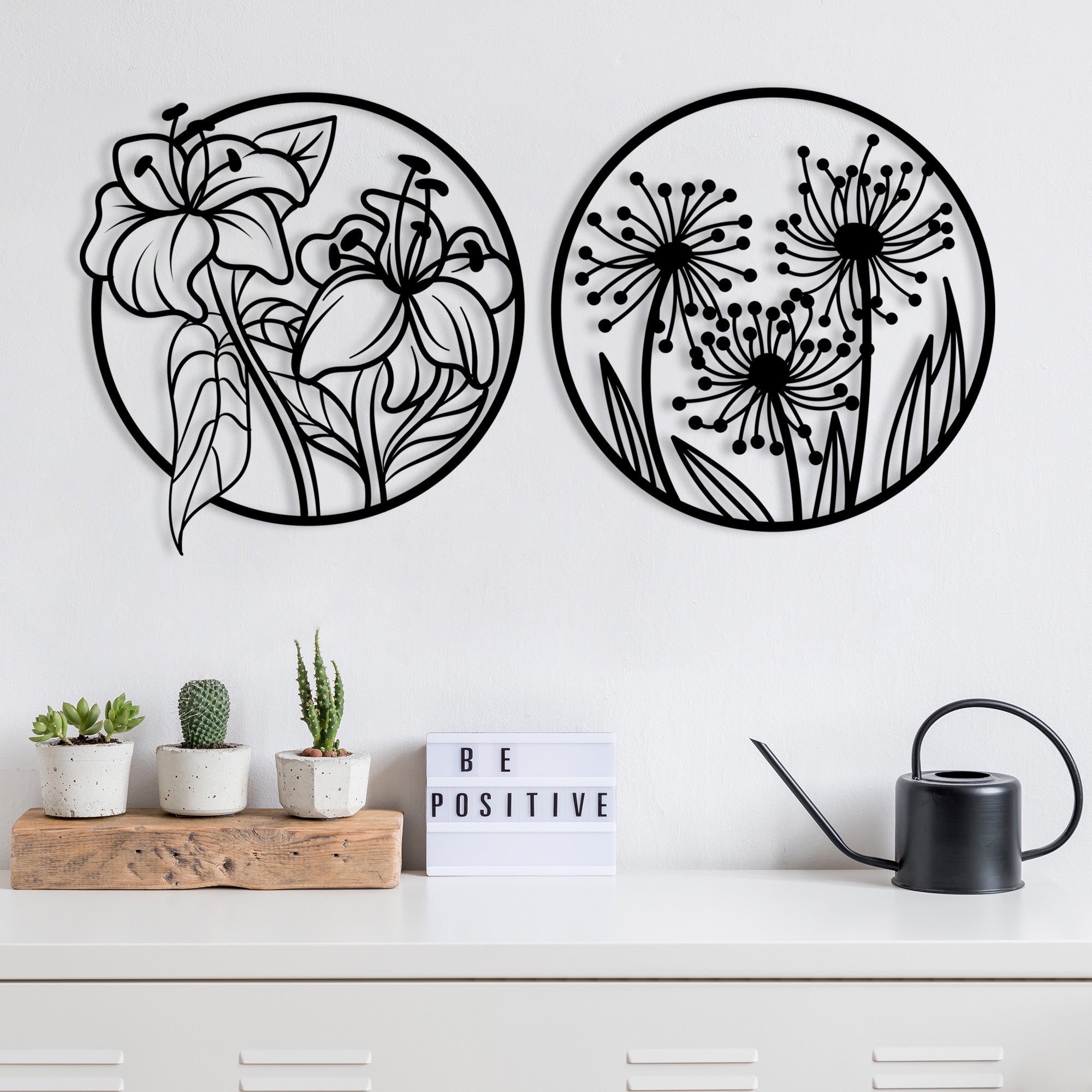 Acessório de parede decorativo de metal preto elegante, 100 x 50 cm | 100% metal, 1,2 mm de espessura | Perfeito para decoração moderna de casa e escritórios