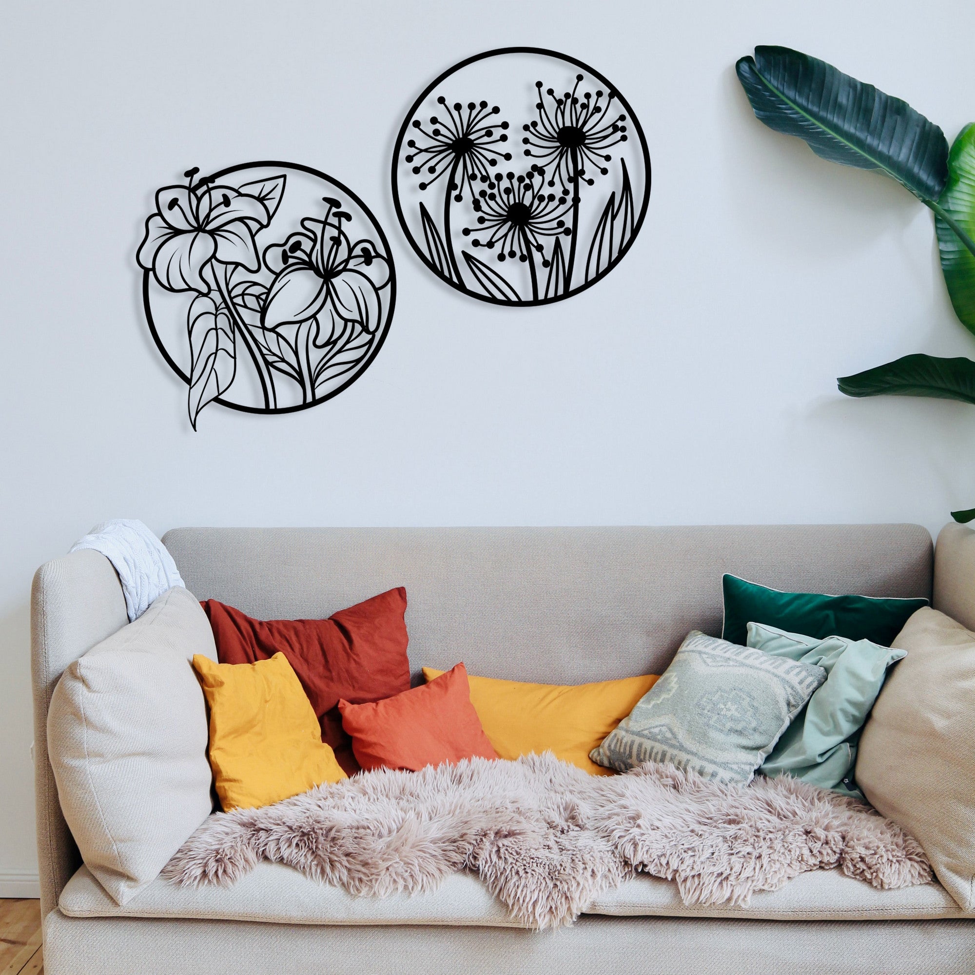 Acessório de parede decorativo de metal preto elegante, 100 x 50 cm | 100% metal, 1,2 mm de espessura | Perfeito para decoração moderna de casa e escritórios