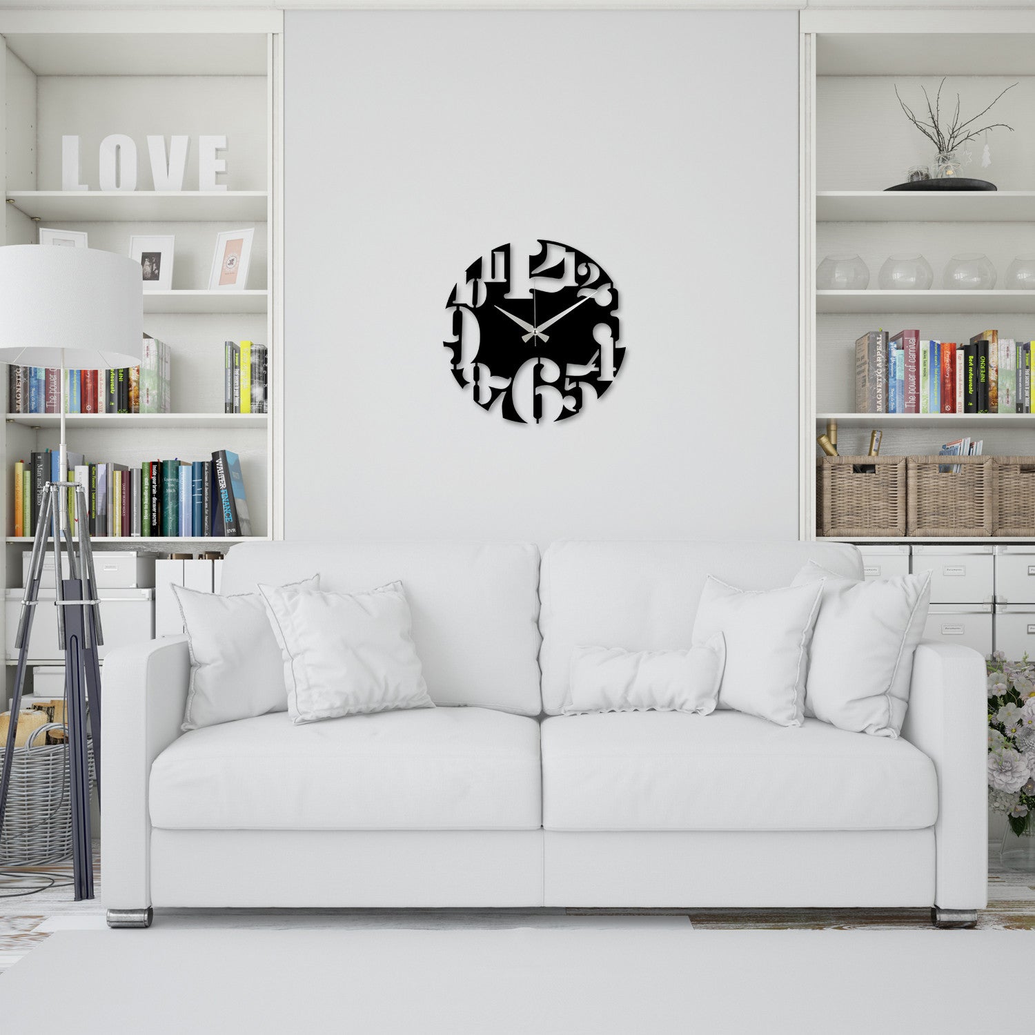 Enzoclock S001 (279ENZ1401) – Relógio de Parede Decorativo 100% Metal 48x48 cm – Preto