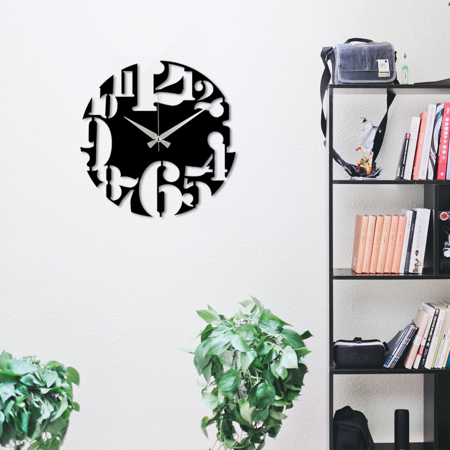 Enzoclock S001 (279ENZ1401) – Relógio de Parede Decorativo 100% Metal 48x48 cm – Preto