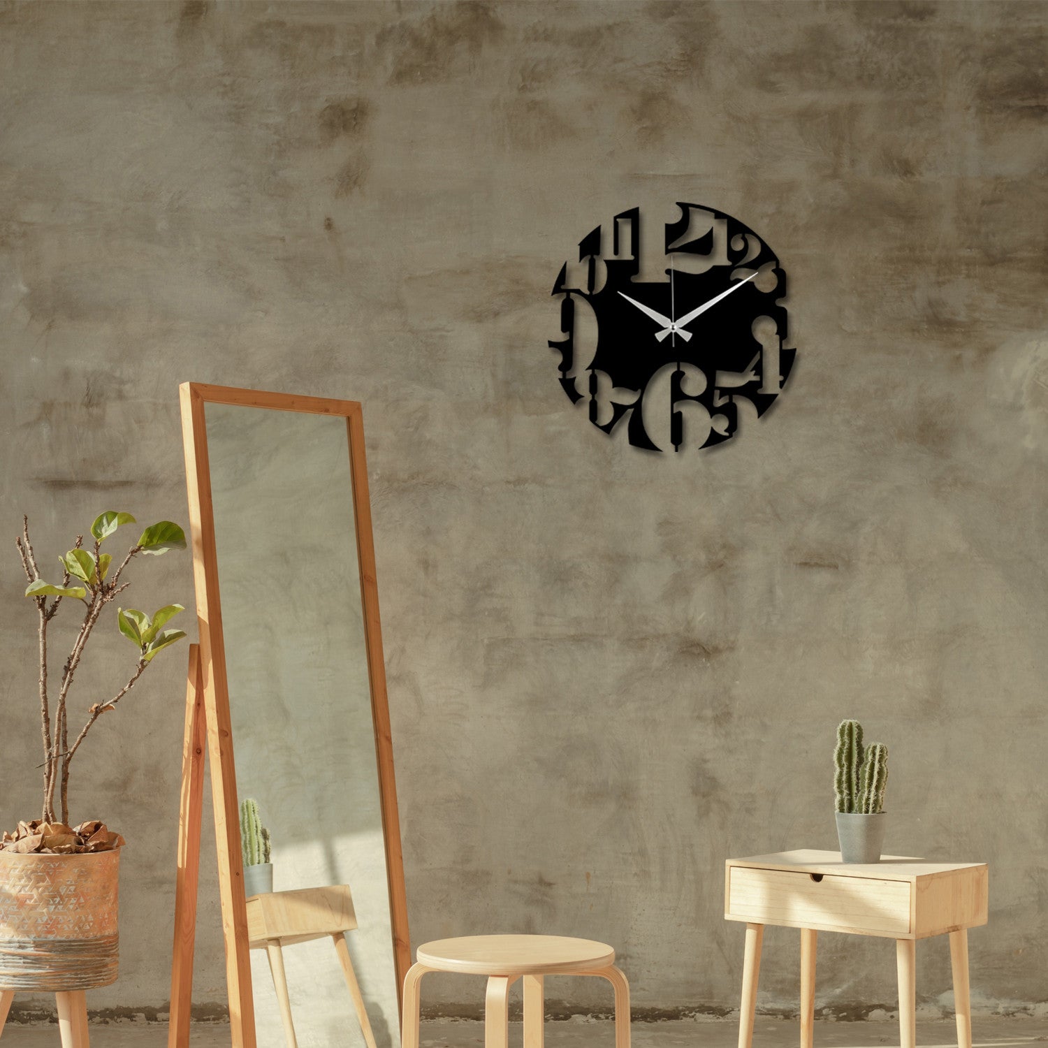 Enzoclock S001 (279ENZ1401) – Relógio de Parede Decorativo 100% Metal 48x48 cm – Preto