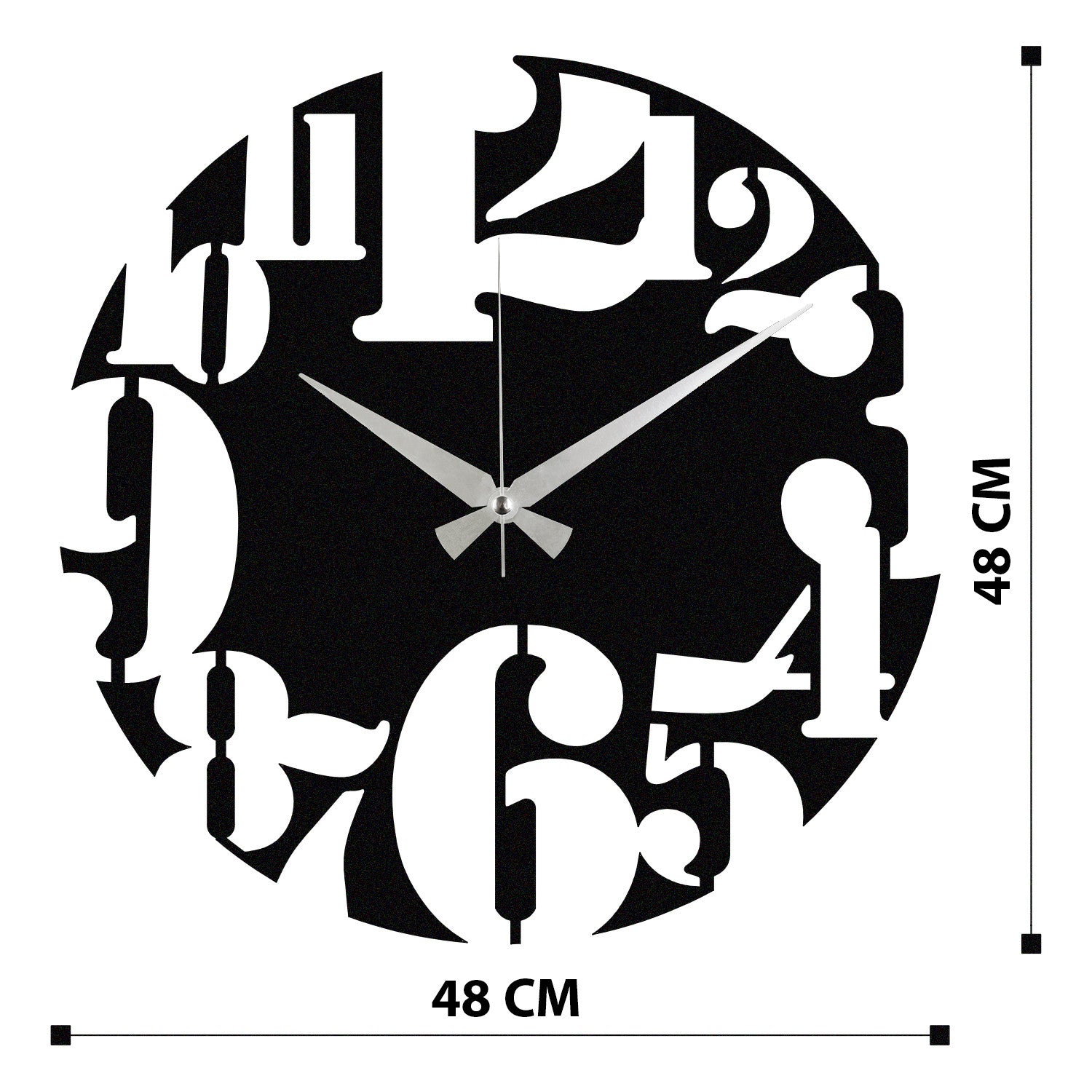 Enzoclock S001 (279ENZ1401) – Relógio de Parede Decorativo 100% Metal 48x48 cm – Preto